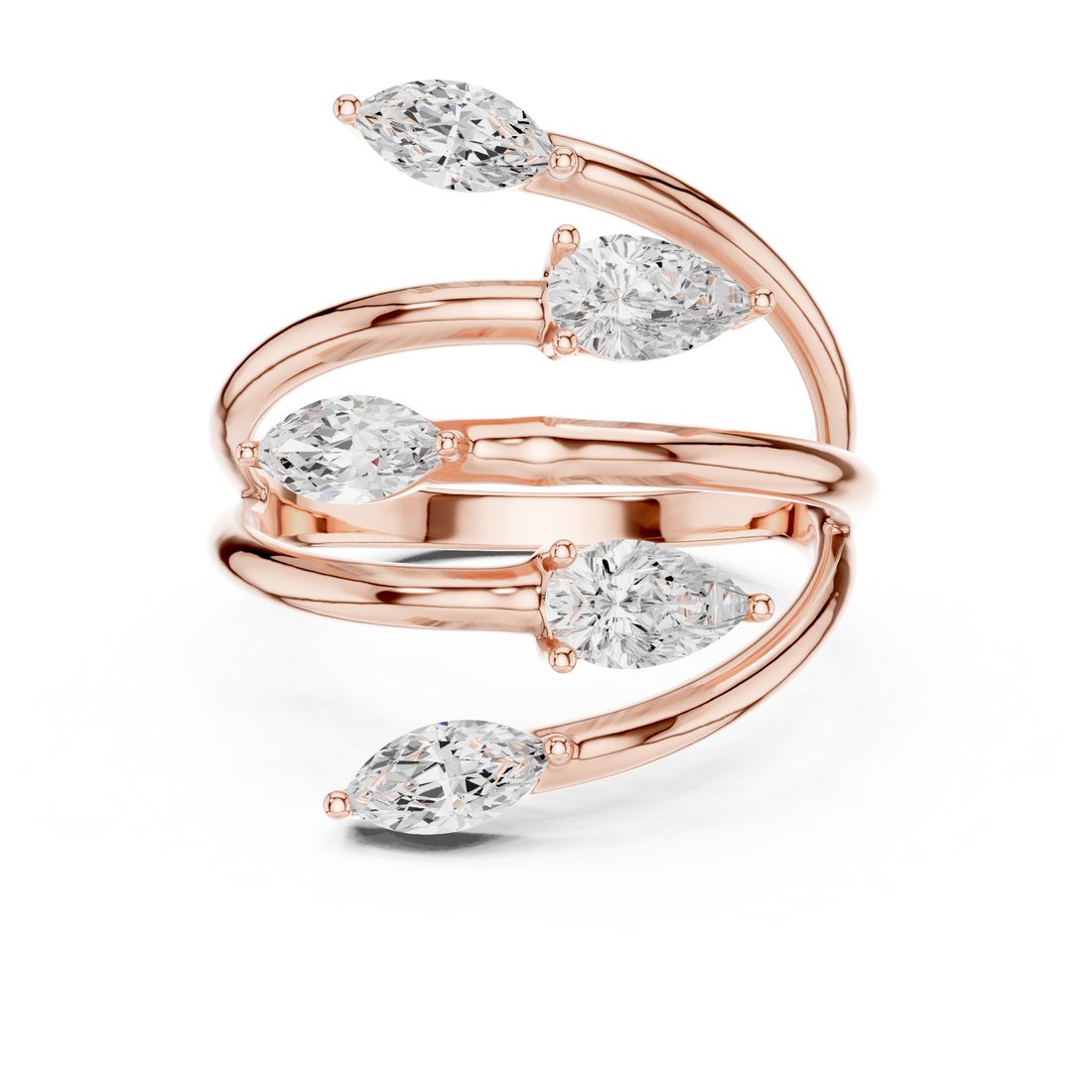 Marquise and Pear Cut Diamond Wrap Ring with Open Twist Design