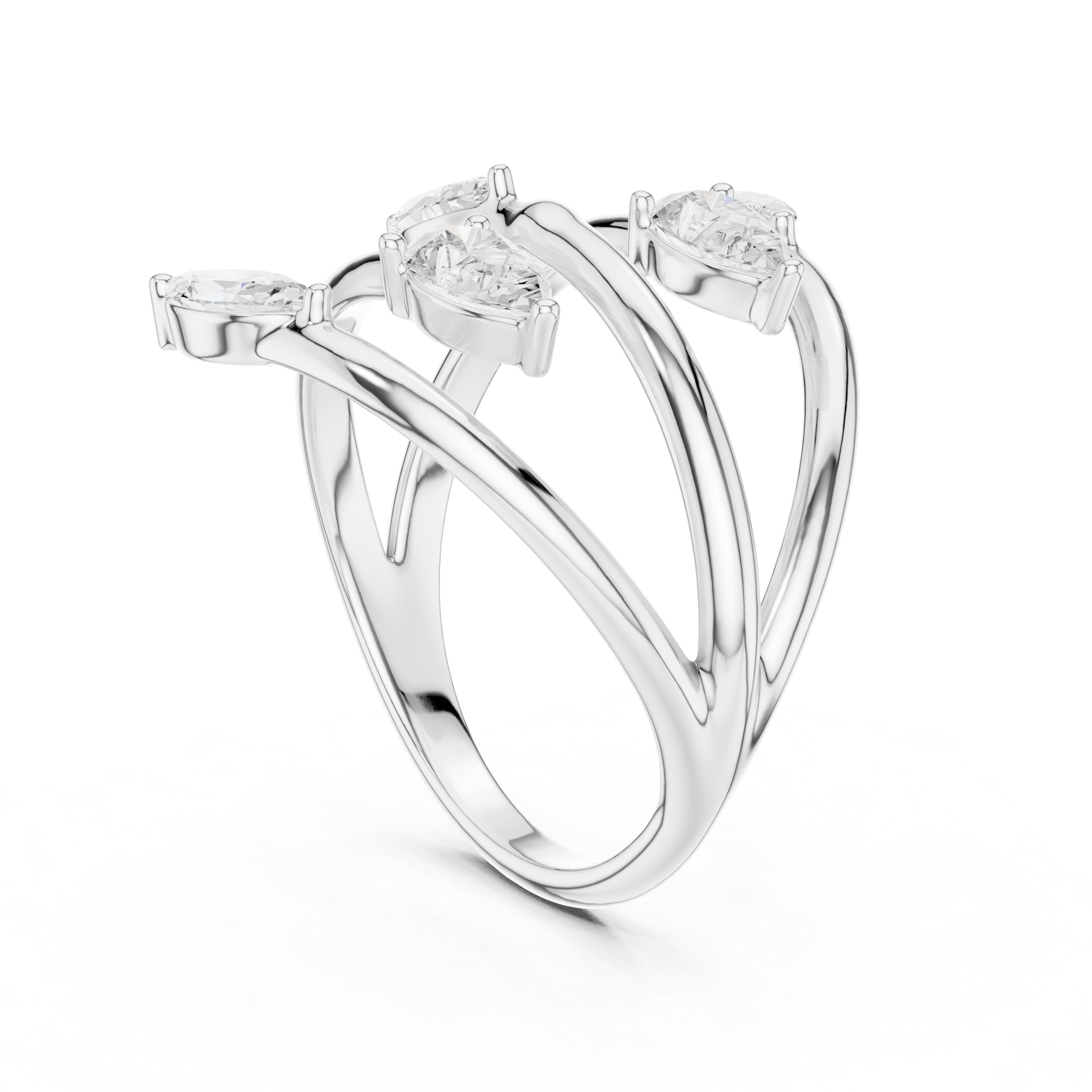 Marquise and Pear Cut Diamond Wrap Ring with Open Twist Design