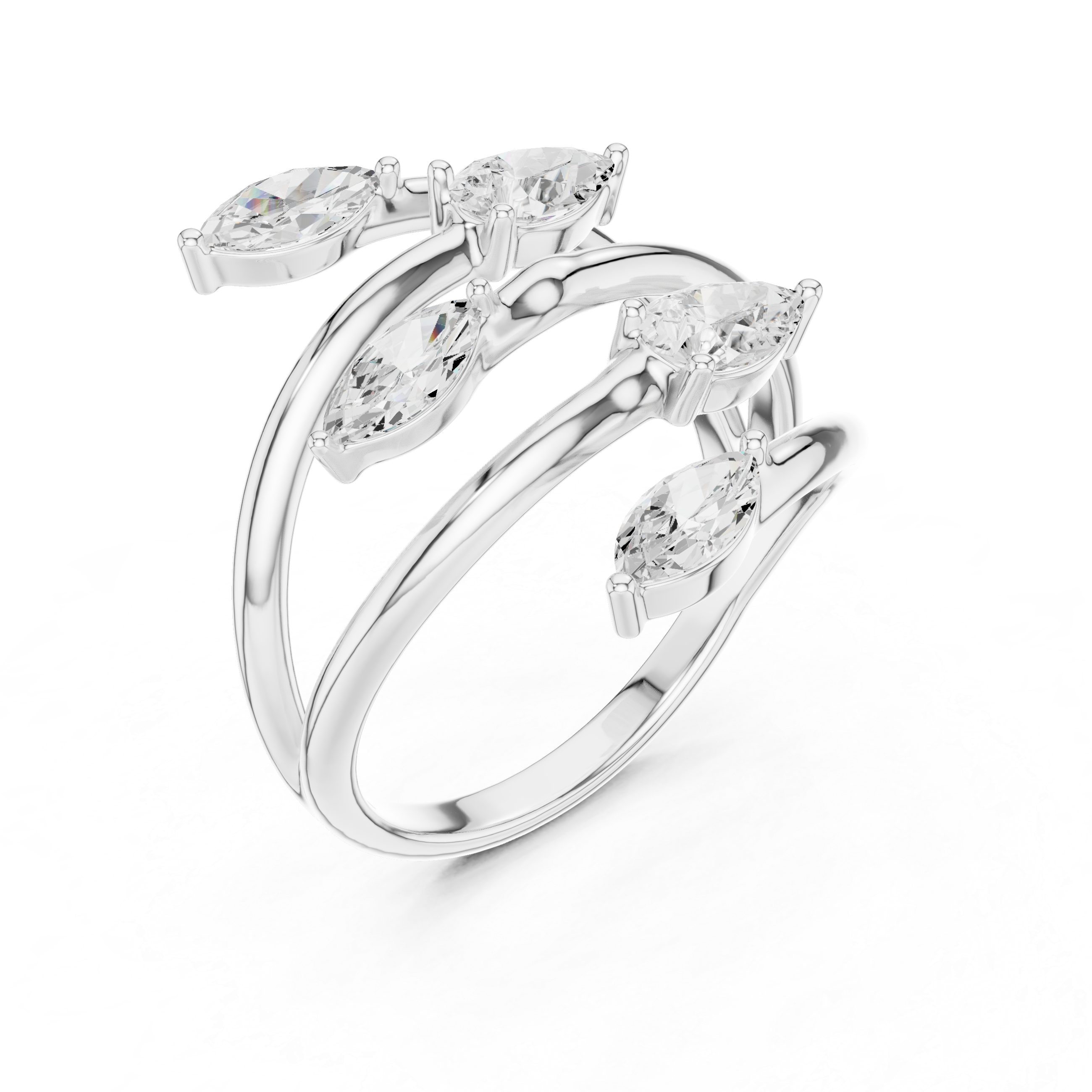 Marquise and Pear Cut Diamond Wrap Ring with Open Twist Design