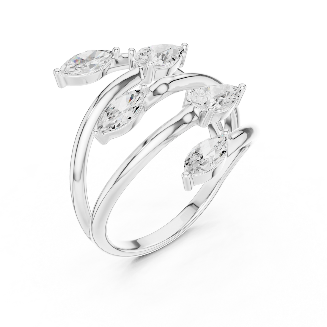 Marquise and Pear Cut Diamond Wrap Ring with Open Twist Design