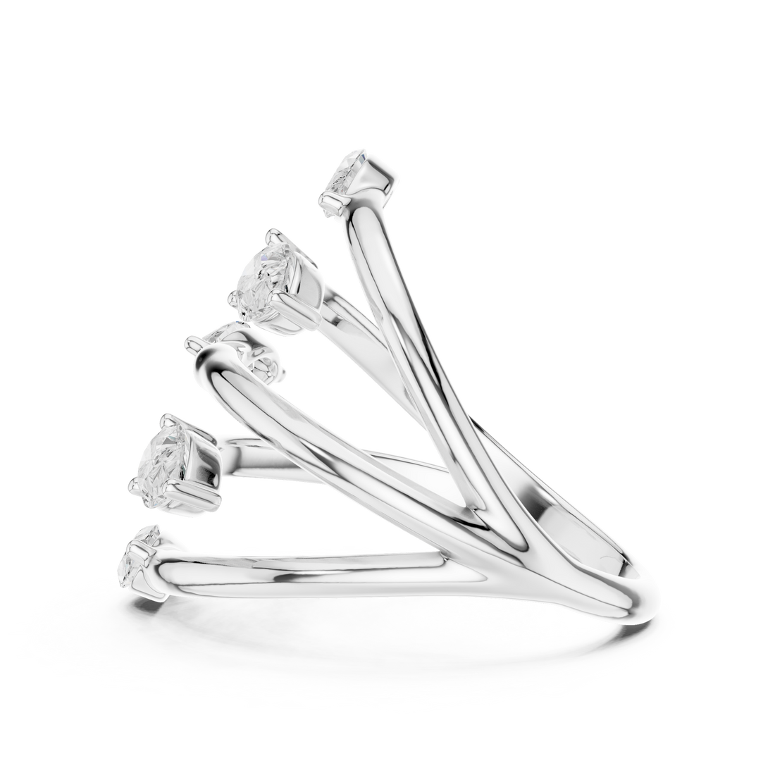 Marquise and Pear Cut Diamond Wrap Ring with Open Twist Design