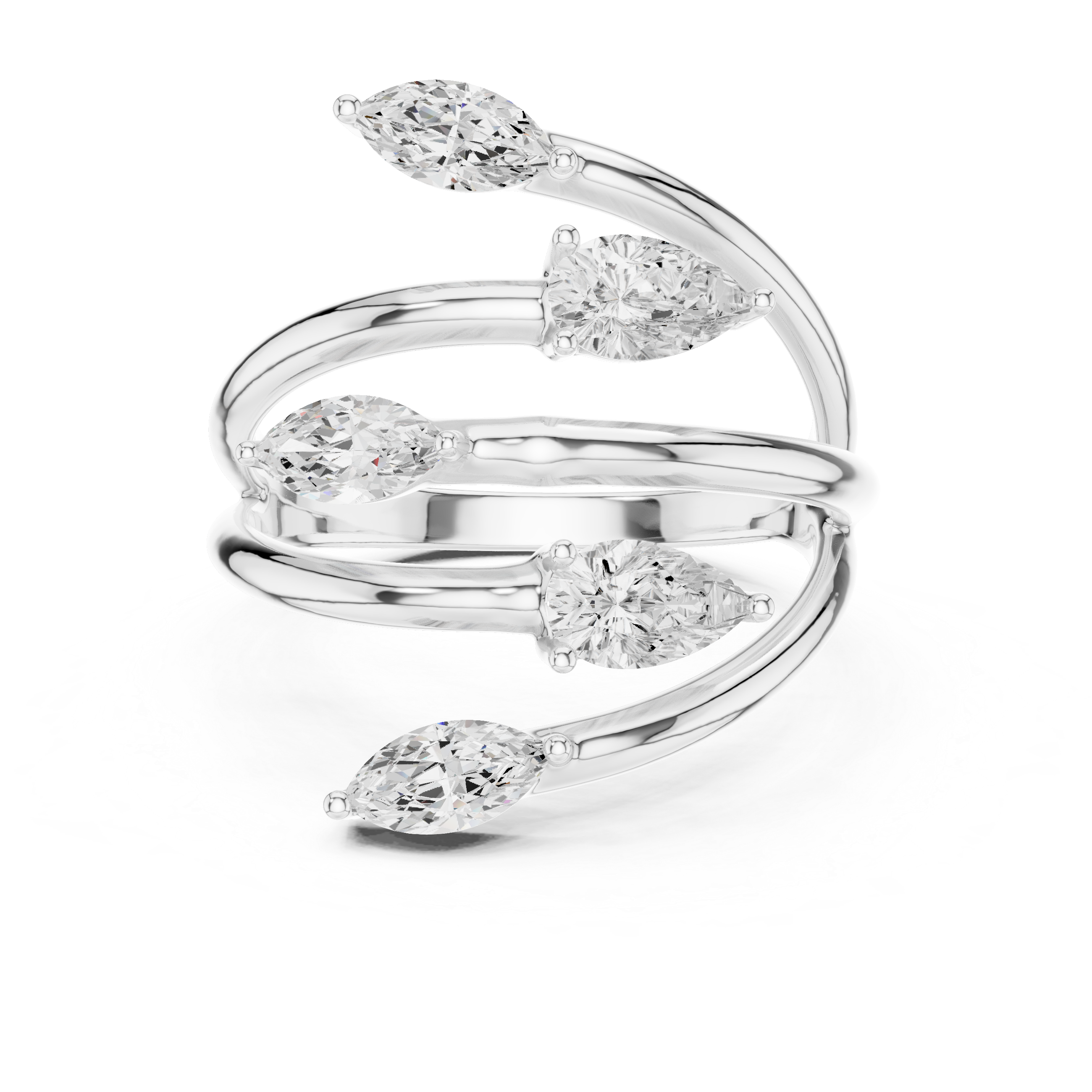 Marquise and Pear Cut Diamond Wrap Ring with Open Twist Design