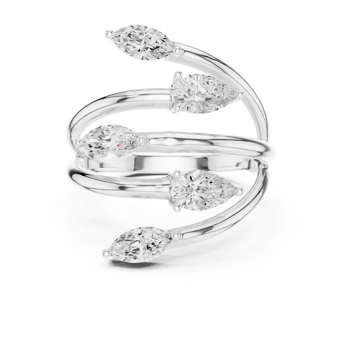 Marquise and Pear Cut Diamond Wrap Ring with Open Twist Design
