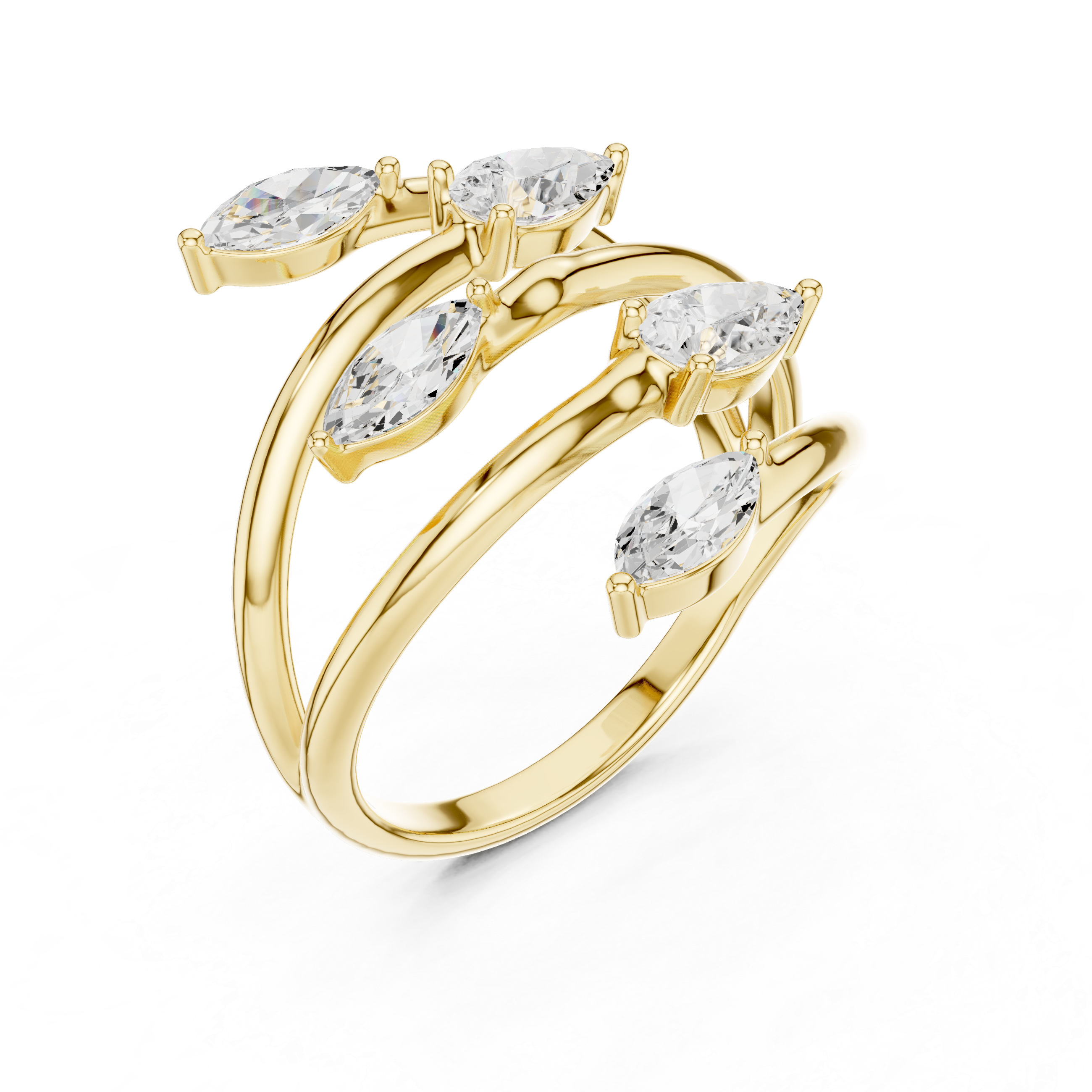 Marquise and Pear Cut Diamond Wrap Ring with Open Twist Design