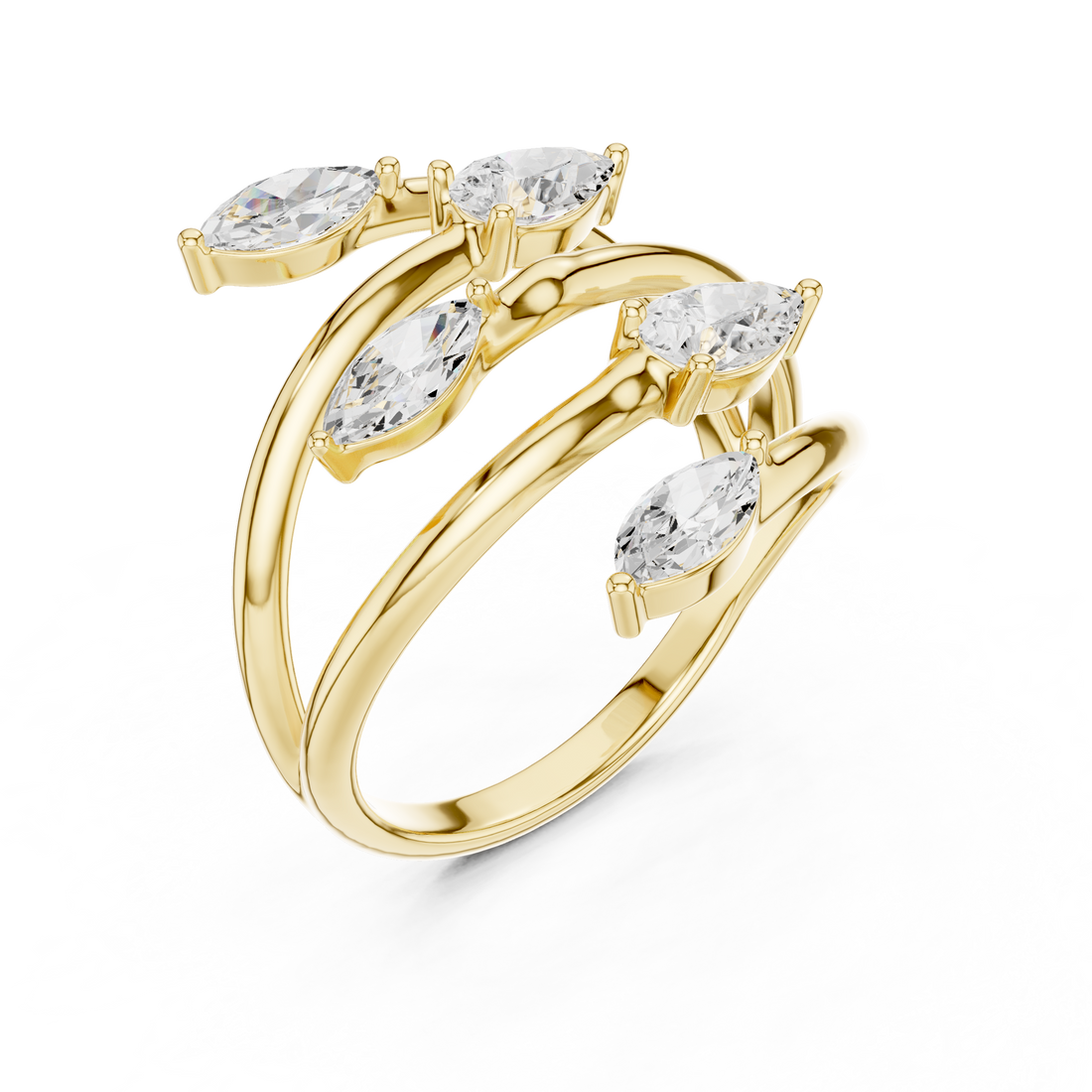 Marquise and Pear Cut Diamond Wrap Ring with Open Twist Design