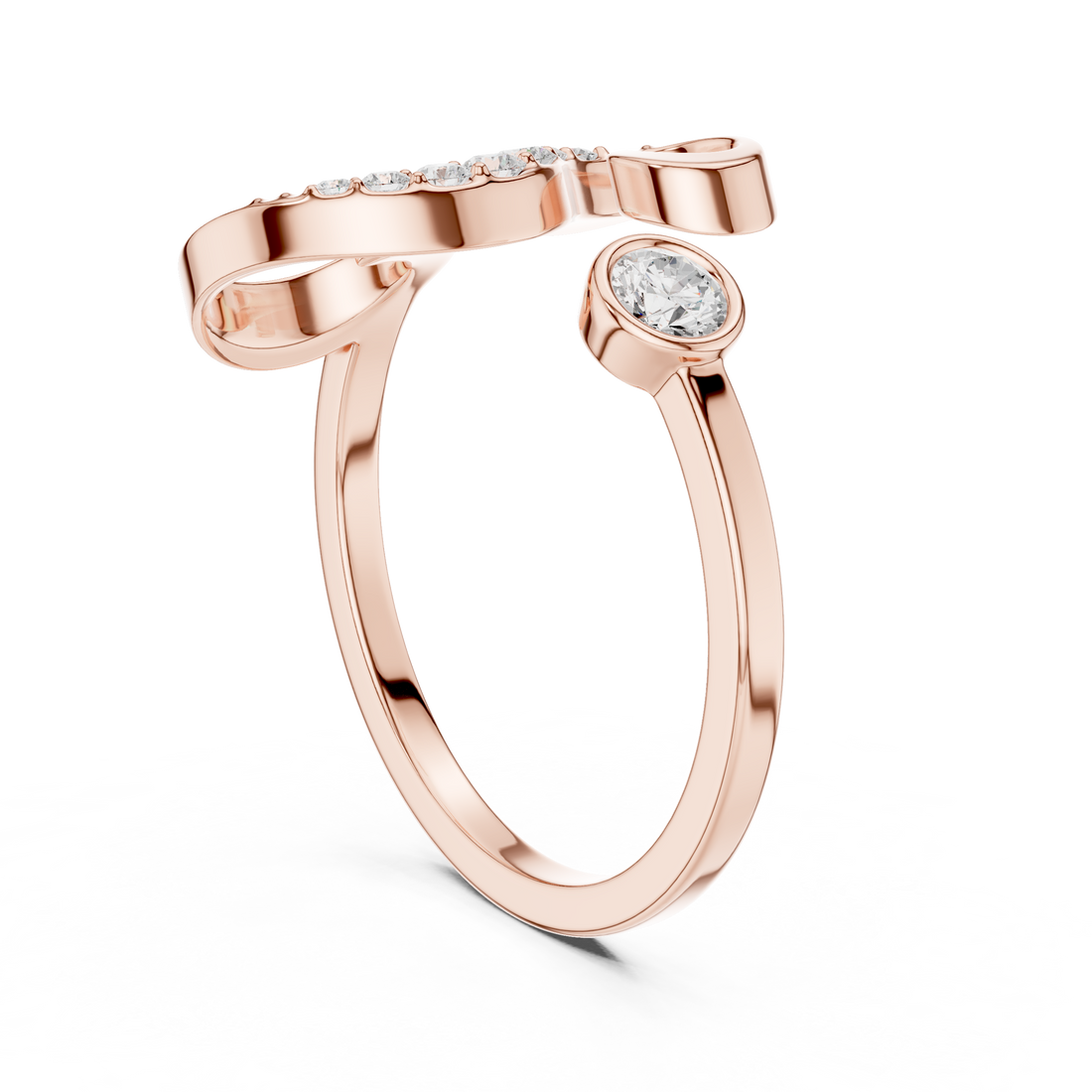 Open Spiral Diamond Accent Ring with Bezel Set Center