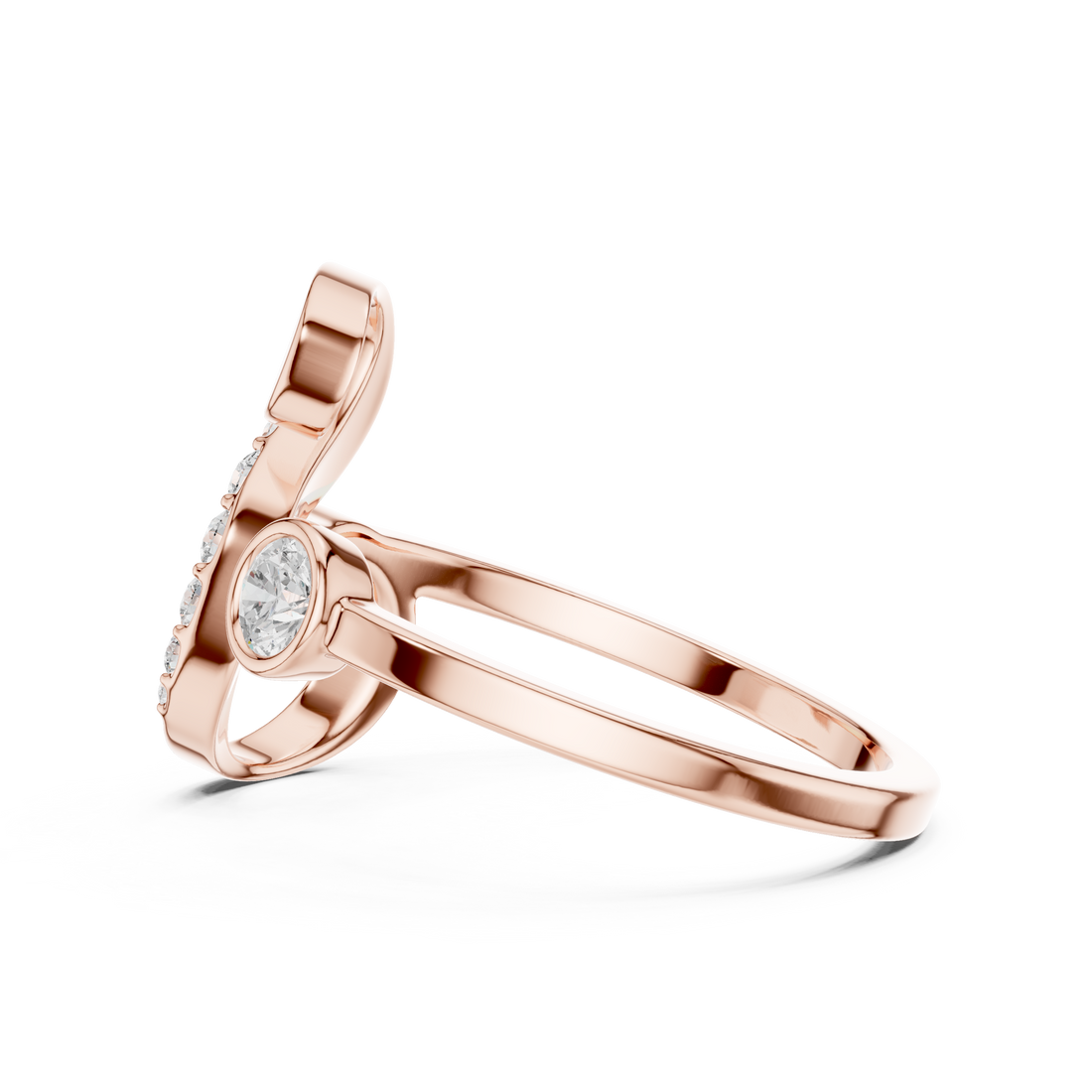 Open Spiral Diamond Accent Ring with Bezel Set Center