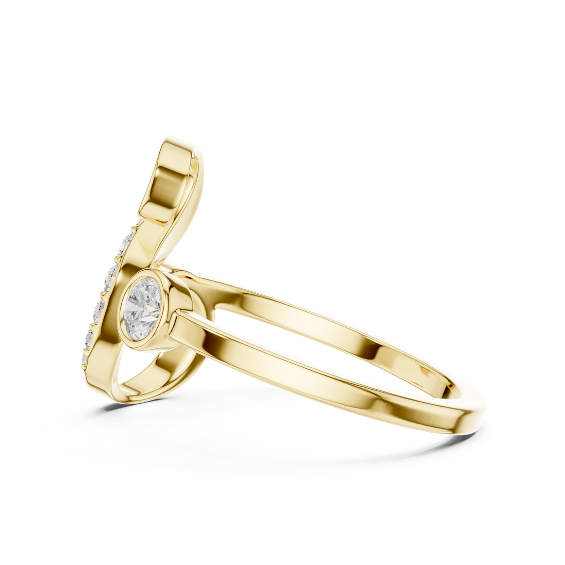 Open Spiral Diamond Accent Ring with Bezel Set Center