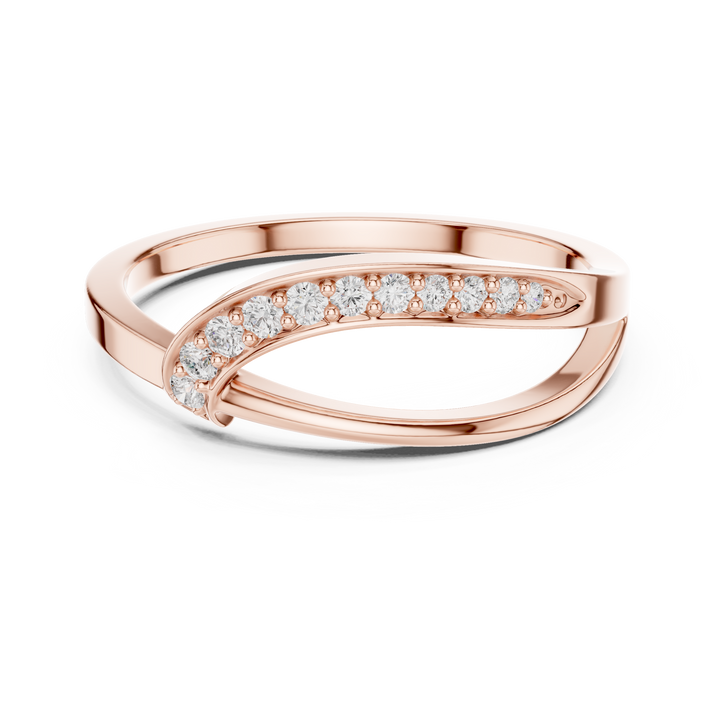 Curved Pavé Diamond Wave Ring with Sleek Minimalist Band Design
