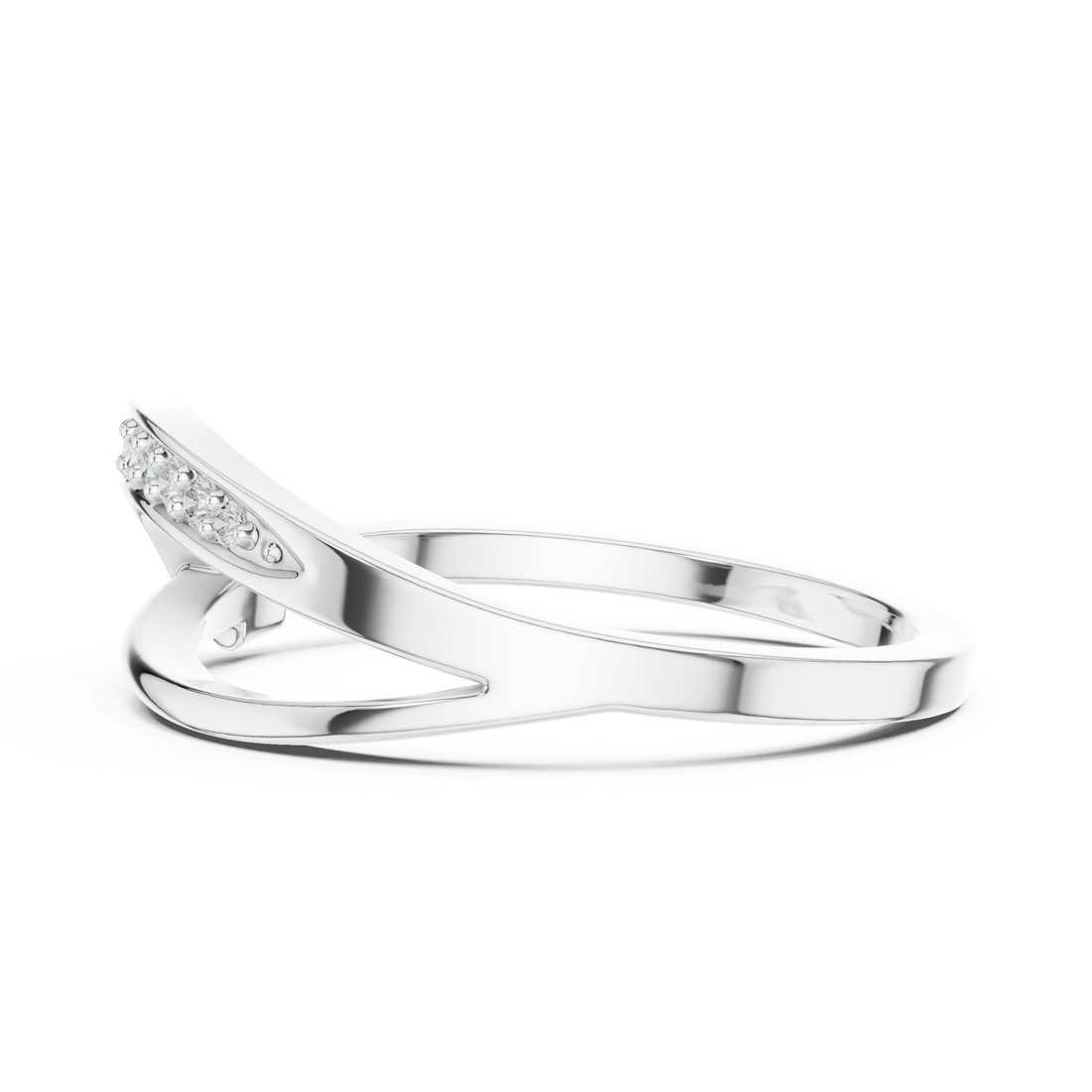 Curved Pavé Diamond Wave Ring with Sleek Minimalist Band Design