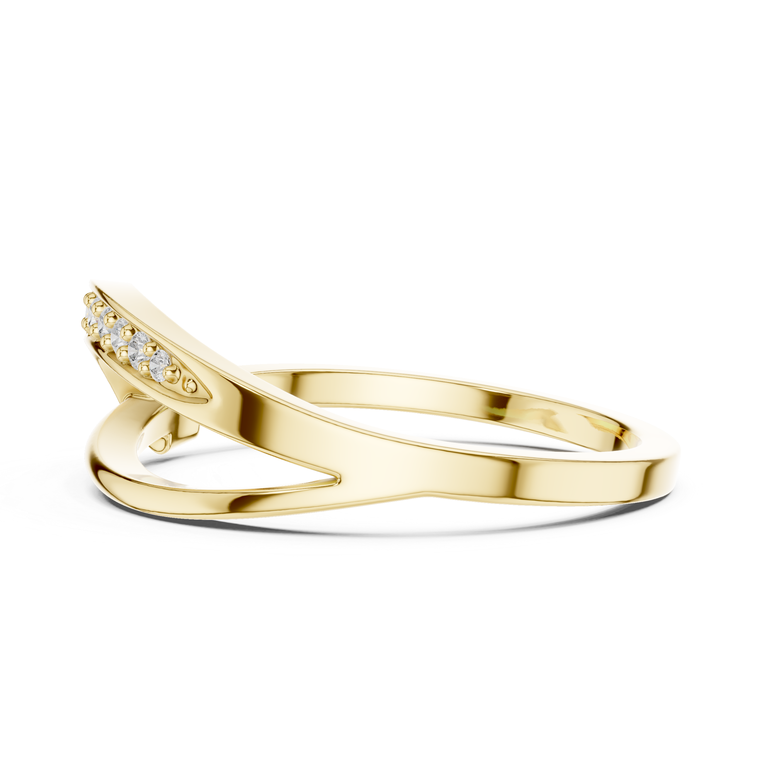 Curved Pavé Diamond Wave Ring with Sleek Minimalist Band Design