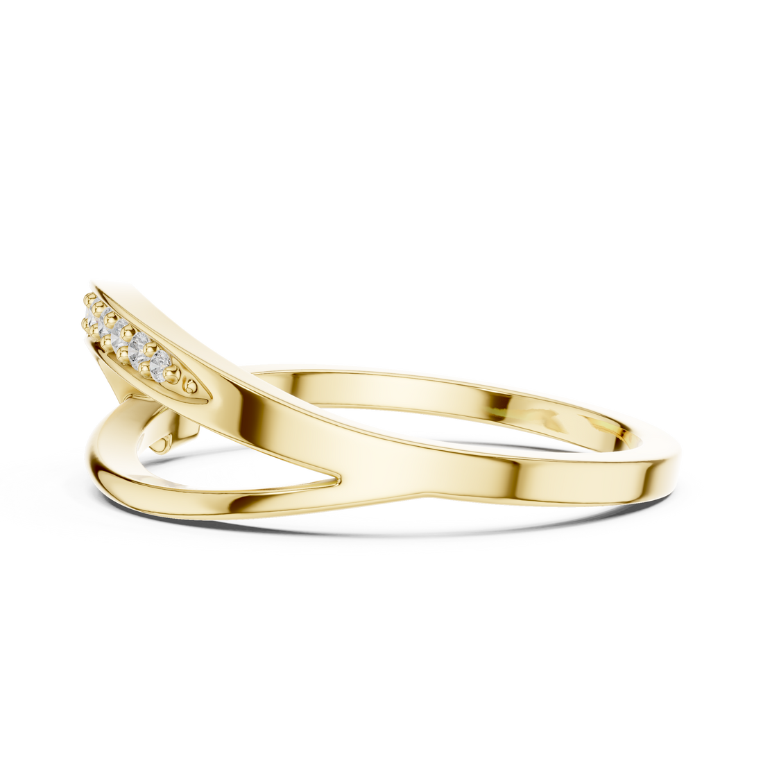 Curved Pavé Diamond Wave Ring with Sleek Minimalist Band Design