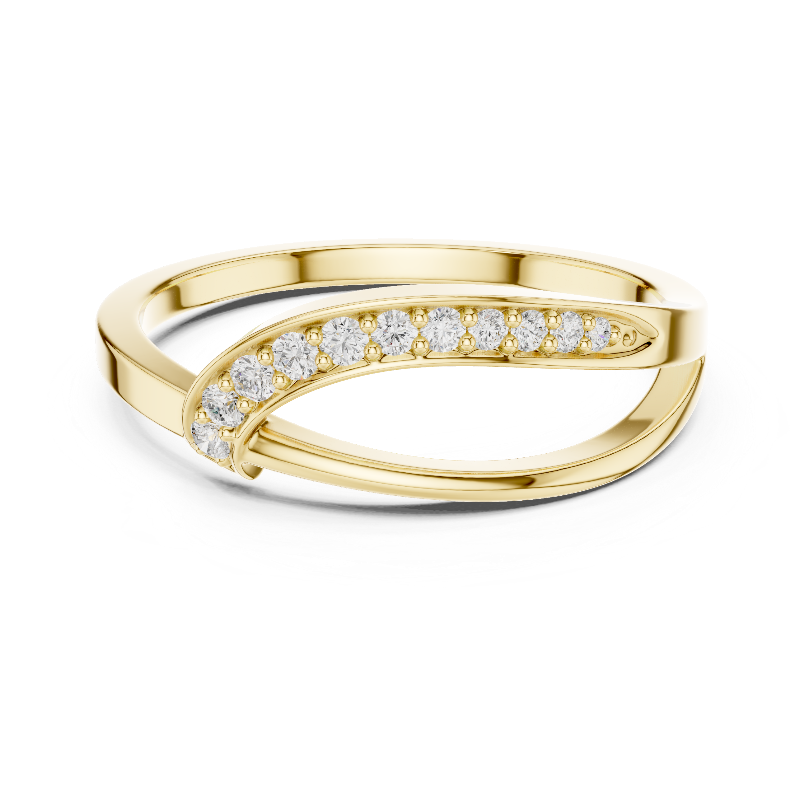 Curved Pavé Diamond Wave Ring with Sleek Minimalist Band Design
