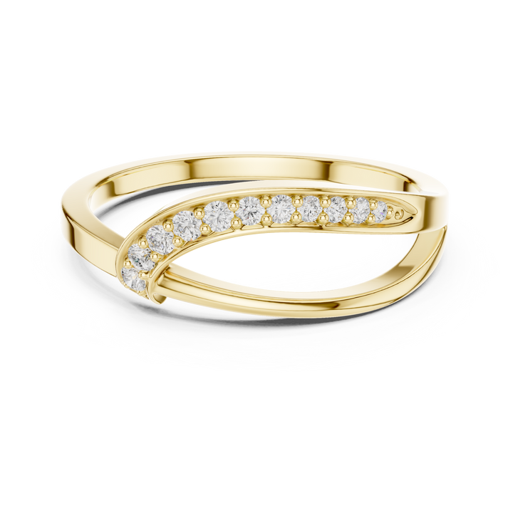Curved Pavé Diamond Wave Ring with Sleek Minimalist Band Design