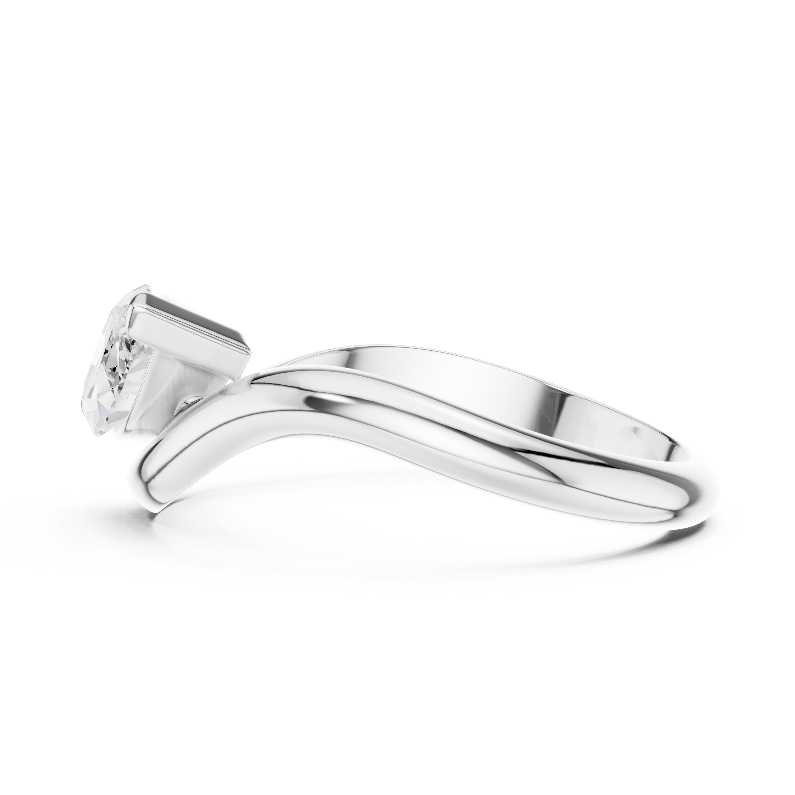 Marquise Cut Diamond Twist Band Solitaire Ring Modern Elegance