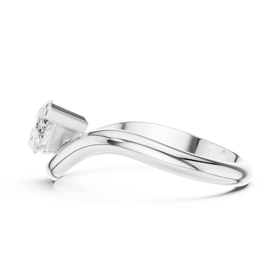 Marquise Cut Diamond Twist Band Solitaire Ring Modern Elegance