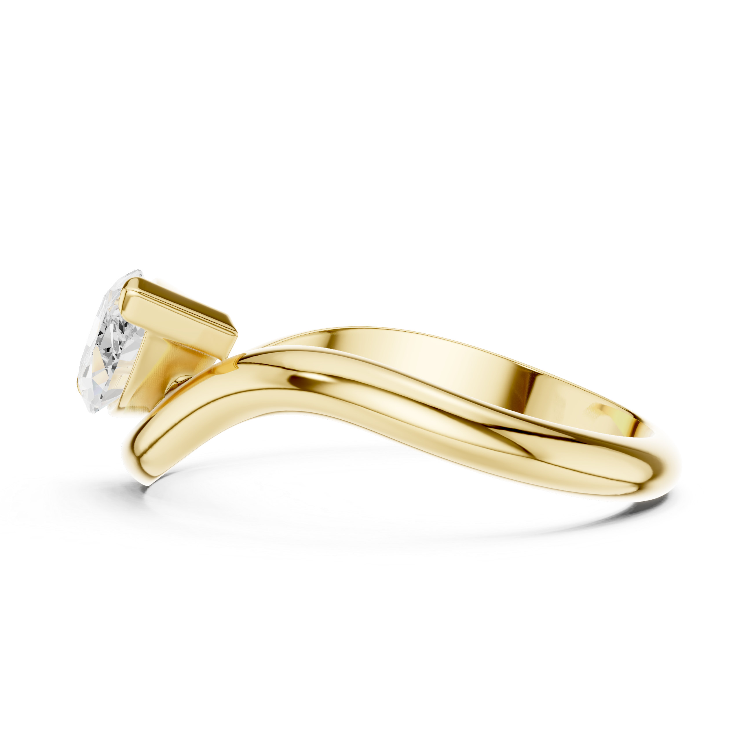 Marquise Cut Diamond Twist Band Solitaire Ring Modern Elegance