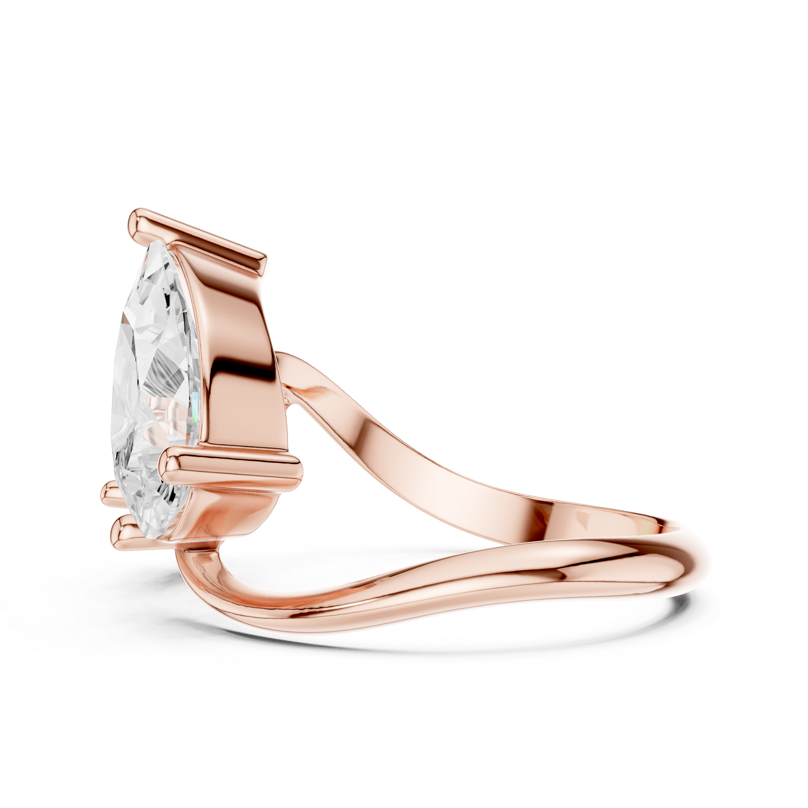 Pear and Round Diamond Twist Two Stone Ring