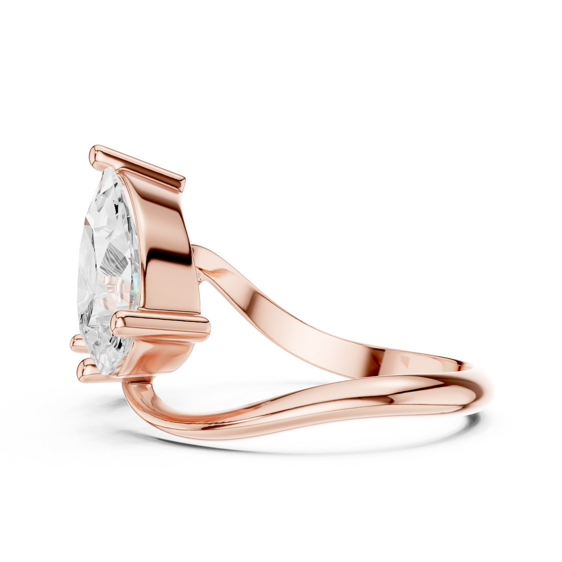 Pear and Round Diamond Twist Two Stone Ring
