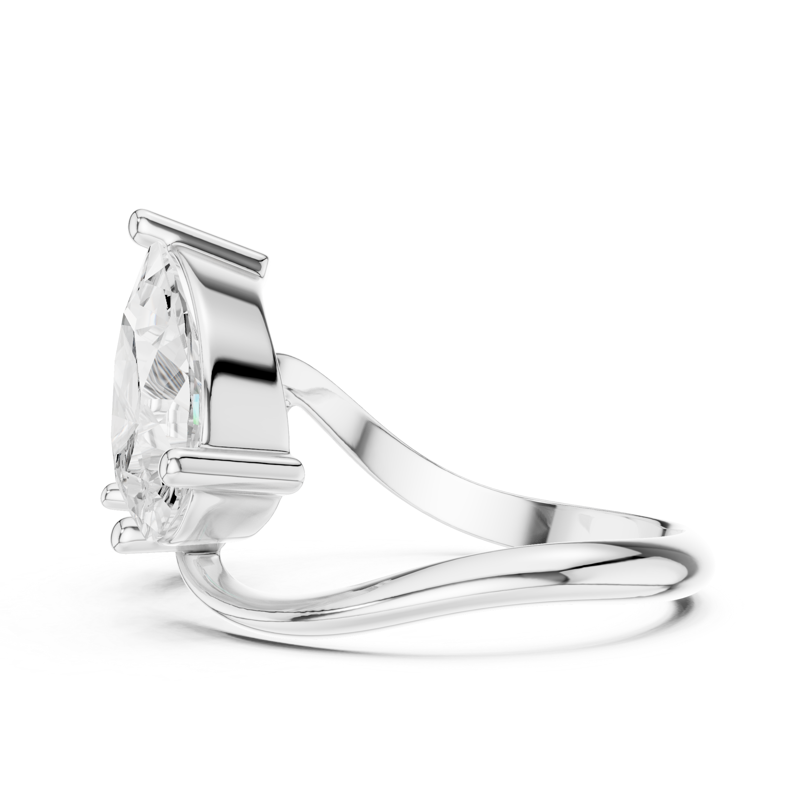 Pear and Round Diamond Twist Two Stone Ring