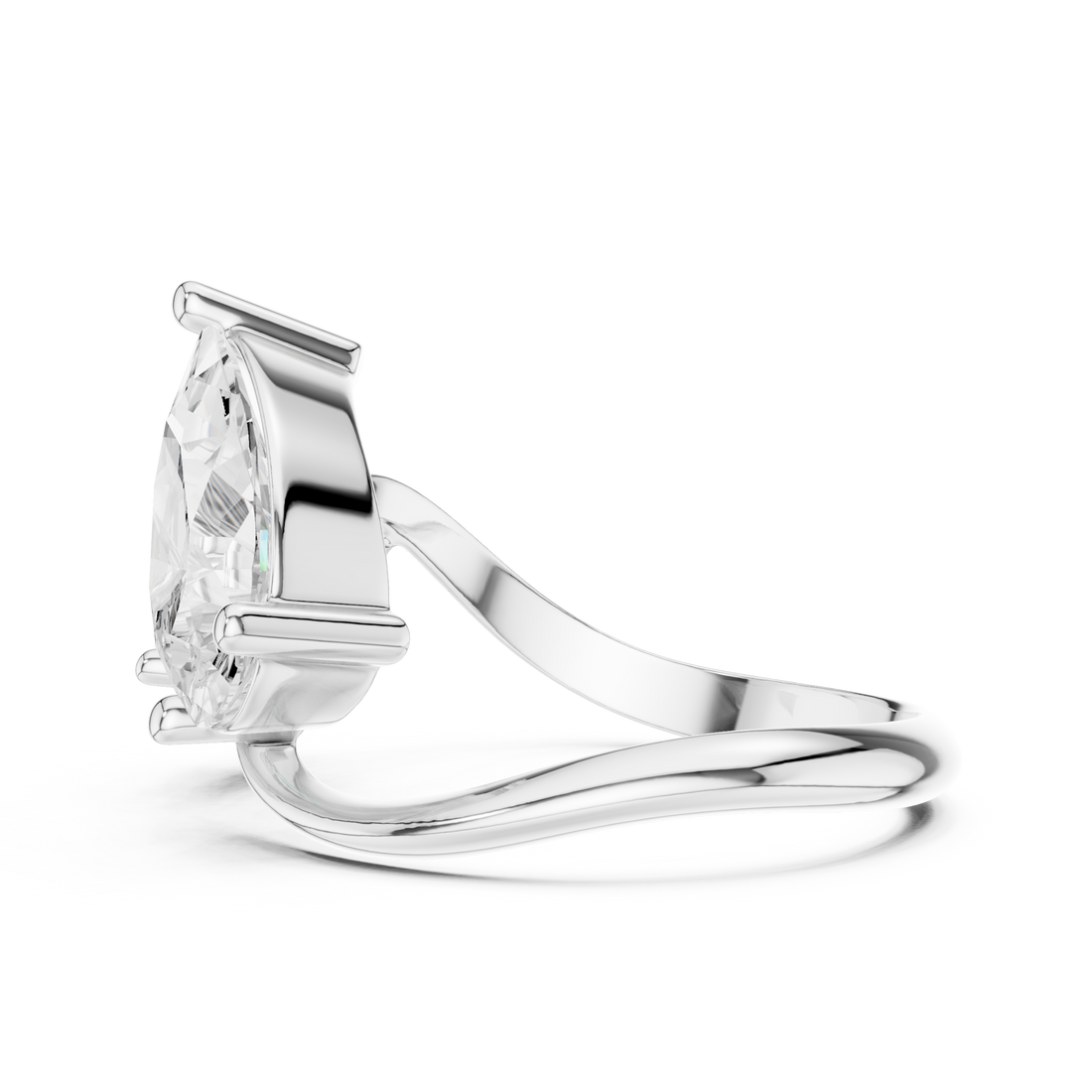 Pear and Round Diamond Twist Two Stone Ring