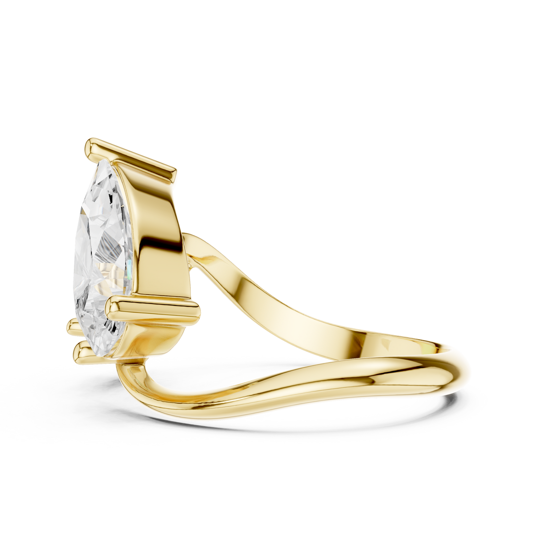 Pear and Round Diamond Twist Two Stone Ring