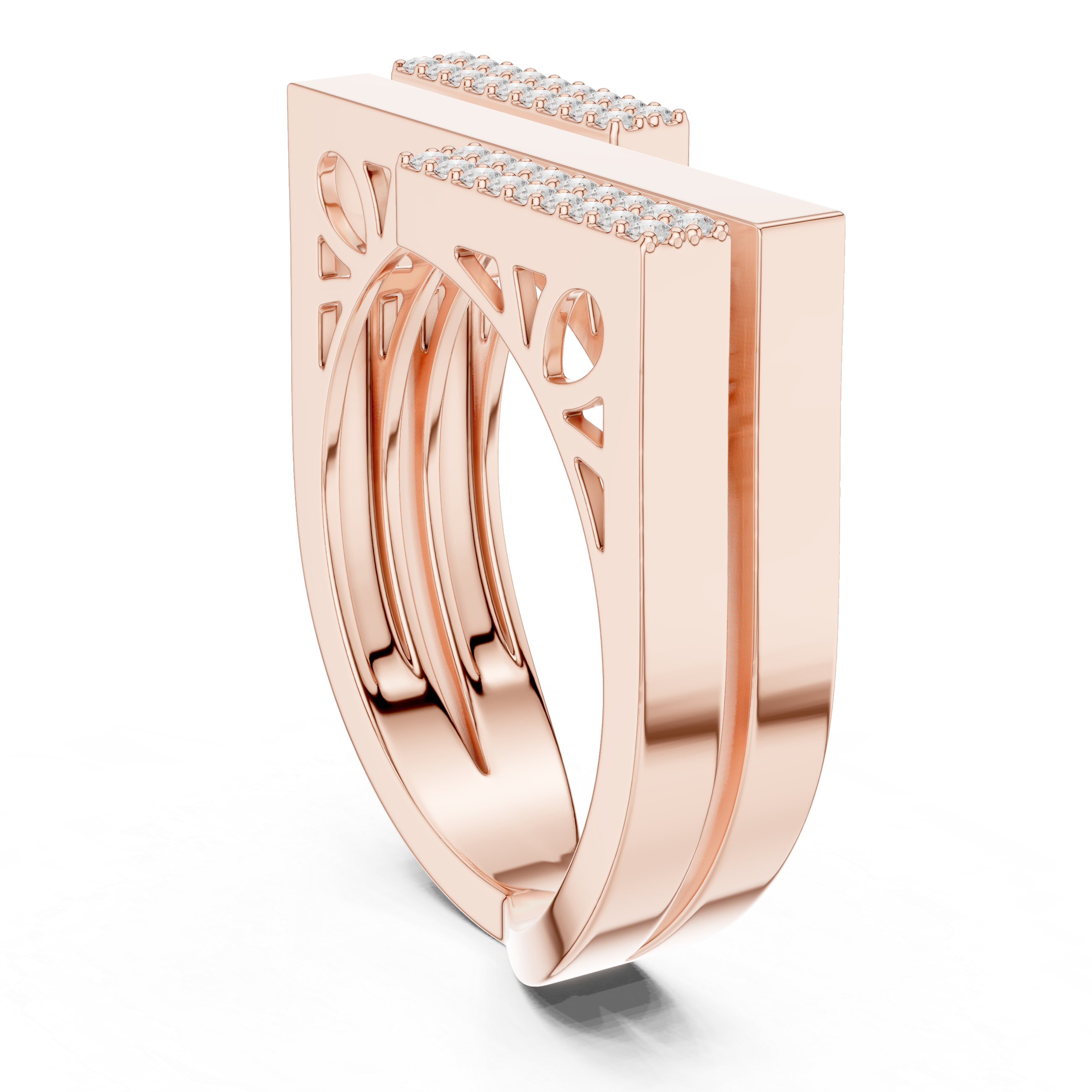 Geometric Double Bar Pavé Diamond Statement Band Ring Luxe
