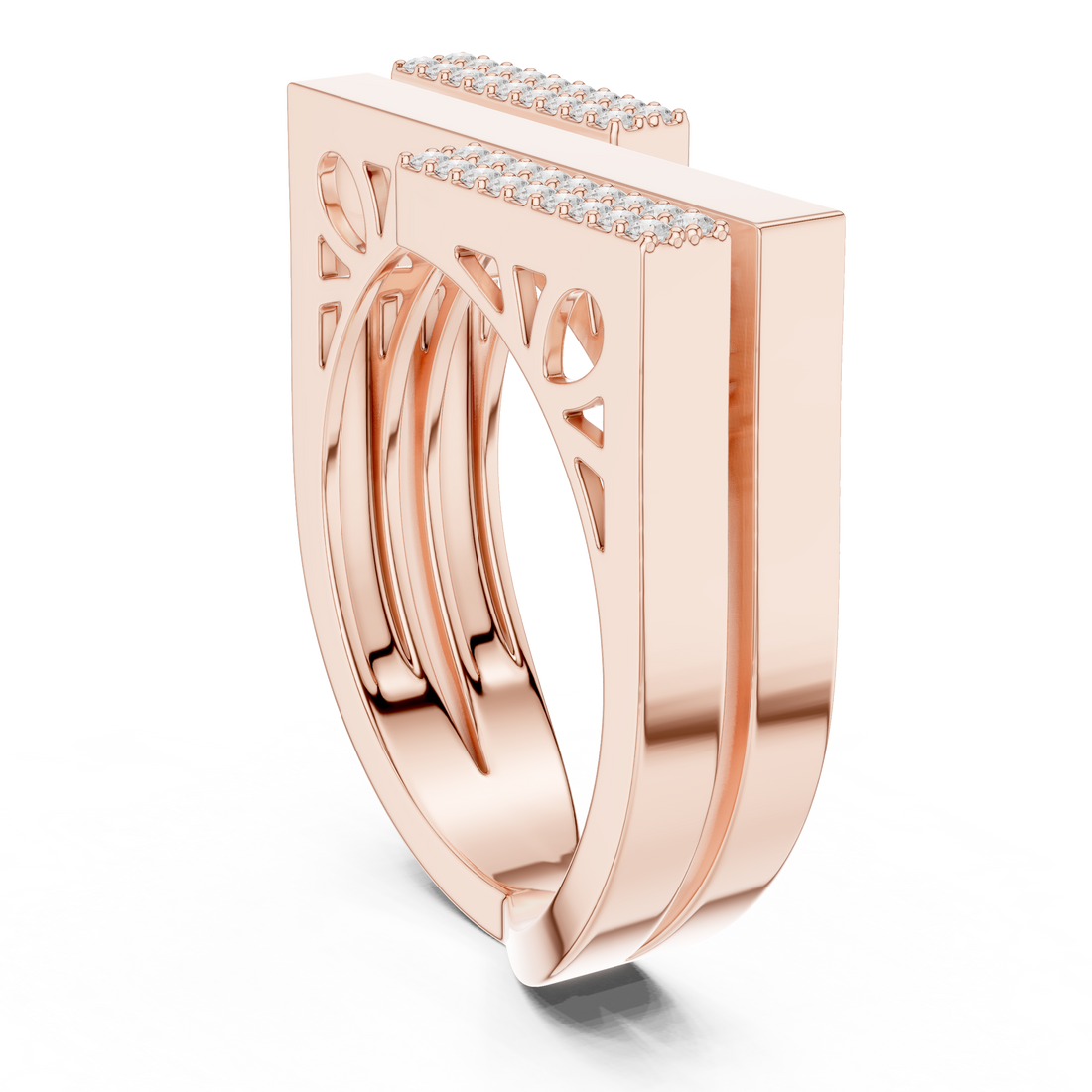 Geometric Double Bar Pavé Diamond Statement Band Ring Luxe
