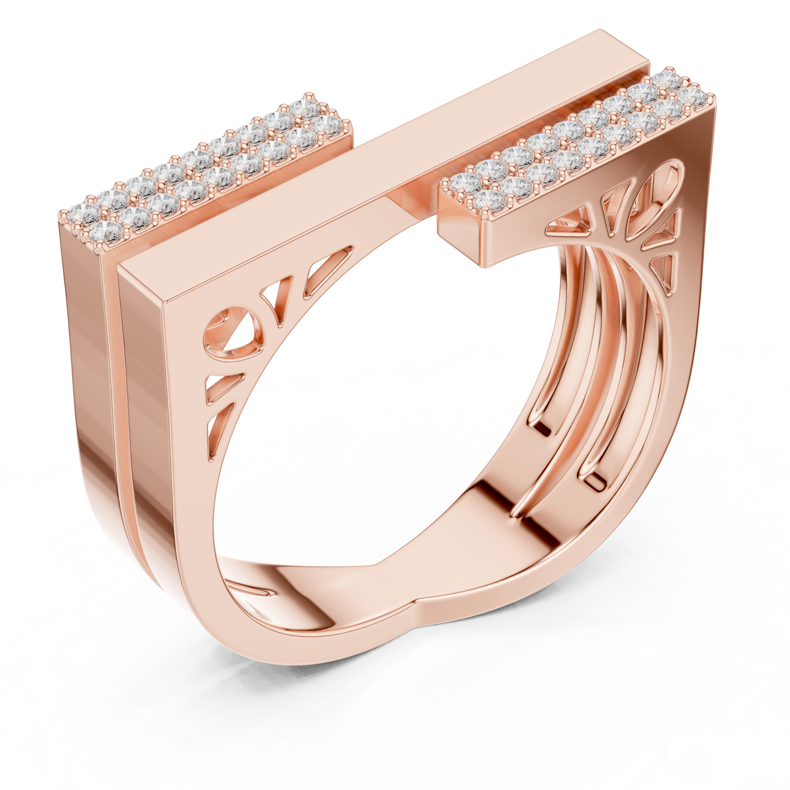 Geometric Double Bar Pavé Diamond Statement Band Ring Luxe