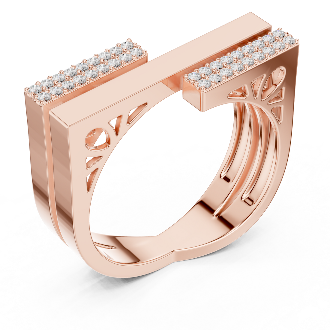 Geometric Double Bar Pavé Diamond Statement Band Ring Luxe