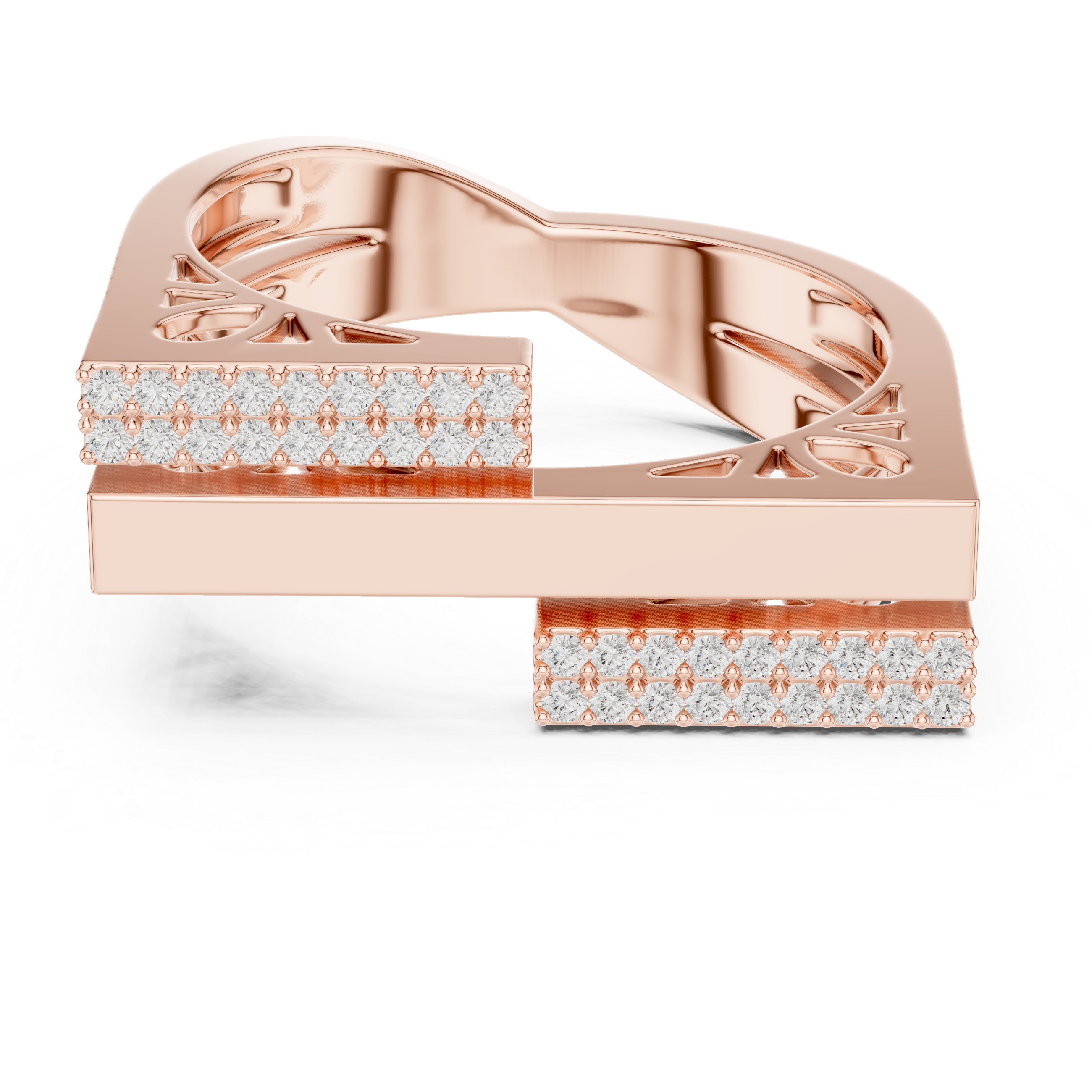 Geometric Double Bar Pavé Diamond Statement Band Ring Luxe