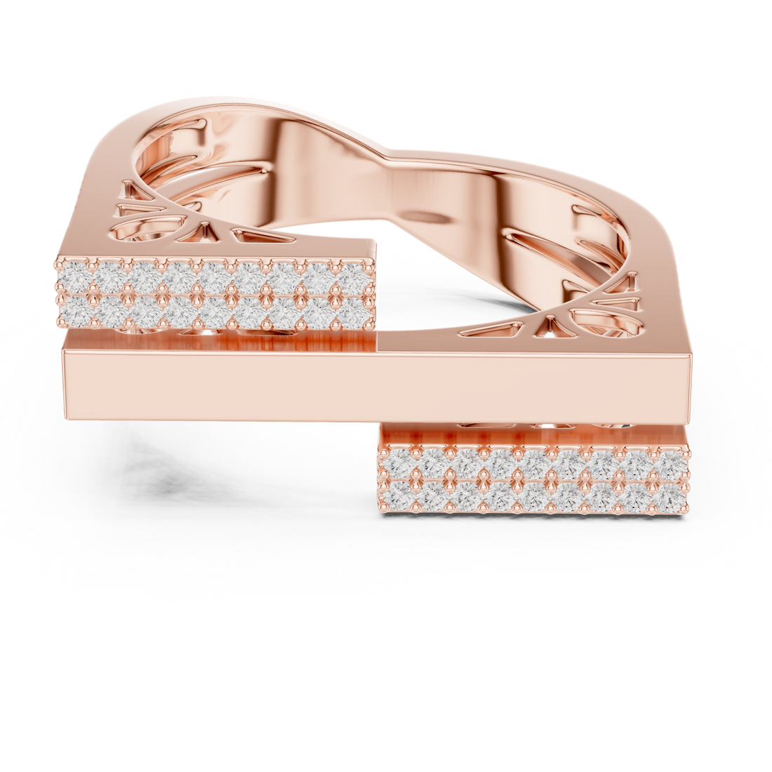 Geometric Double Bar Pavé Diamond Statement Band Ring Luxe