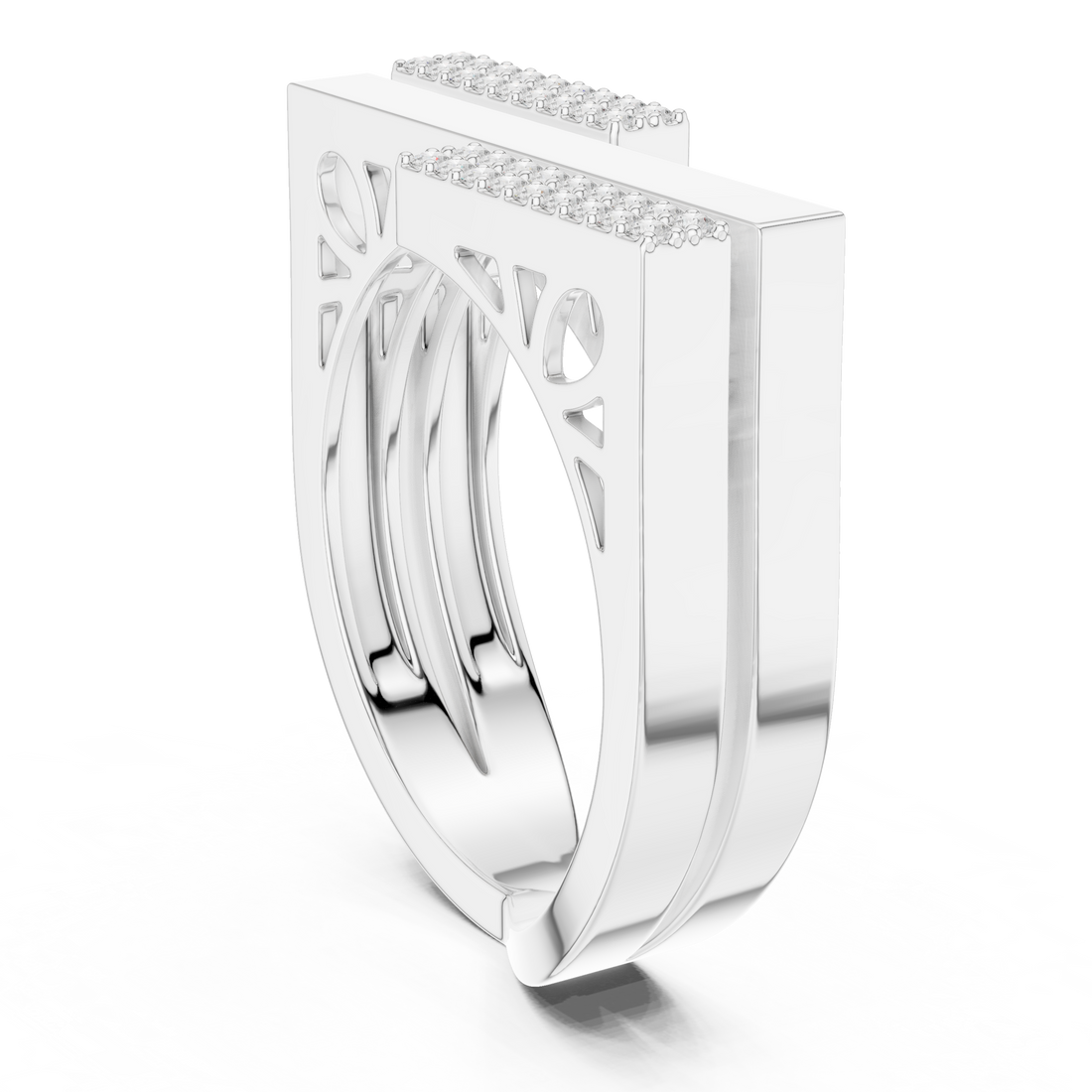 Geometric Double Bar Pavé Diamond Statement Band Ring Luxe