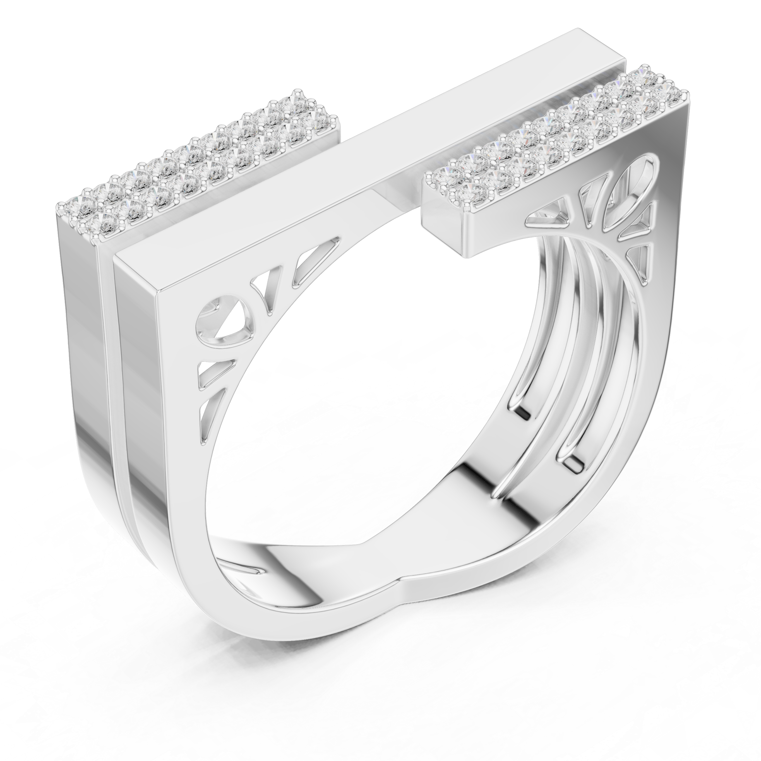 Geometric Double Bar Pavé Diamond Statement Band Ring Luxe