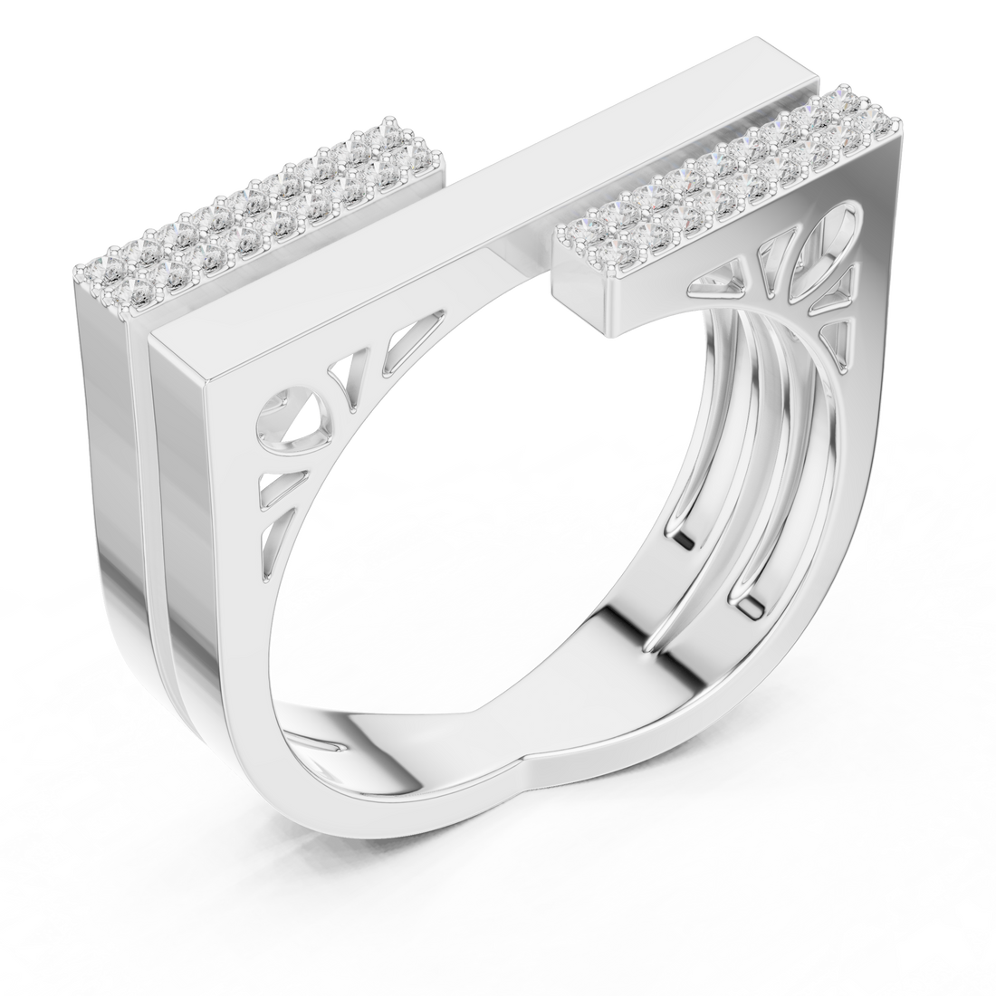 Geometric Double Bar Pavé Diamond Statement Band Ring Luxe