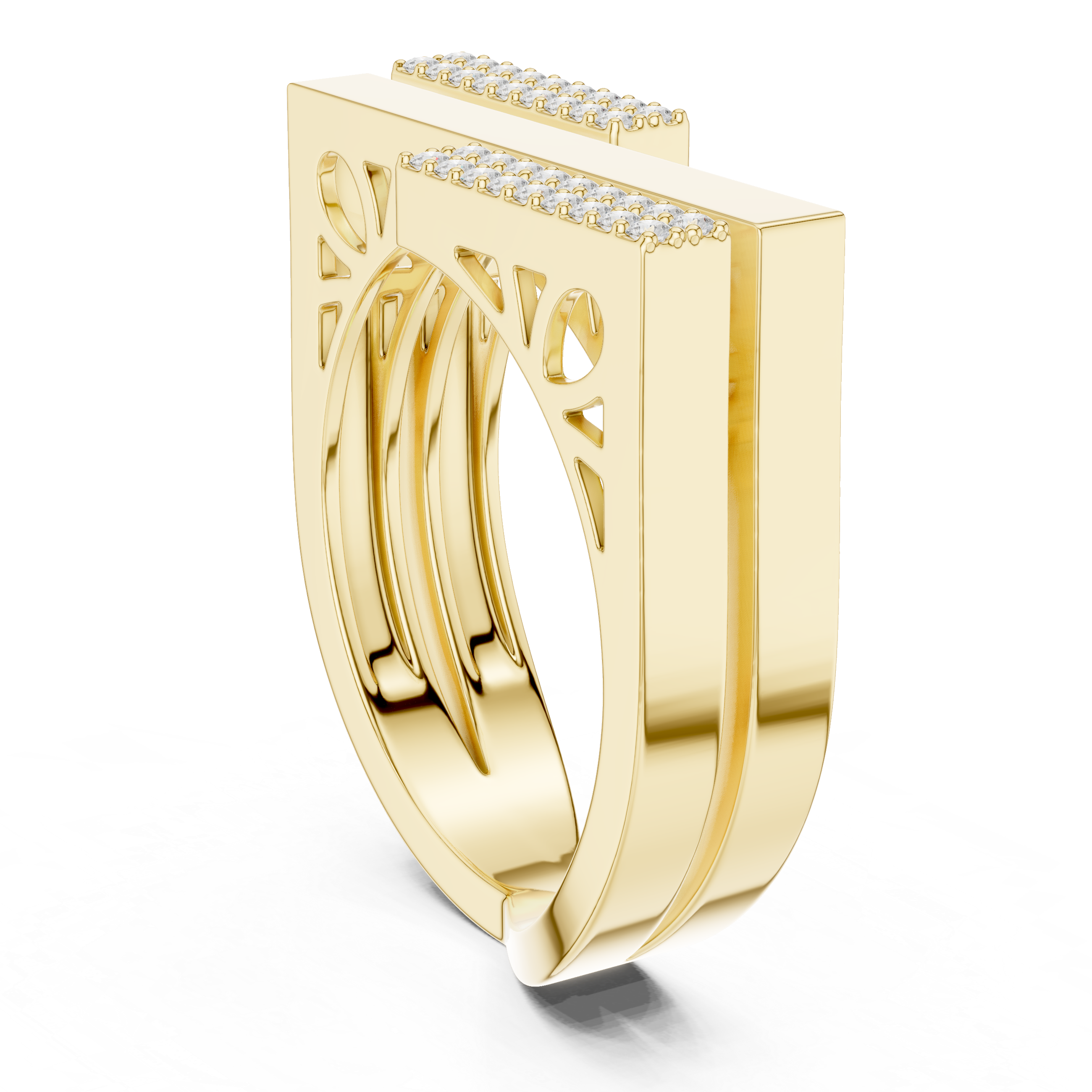 Geometric Double Bar Pavé Diamond Statement Band Ring Luxe