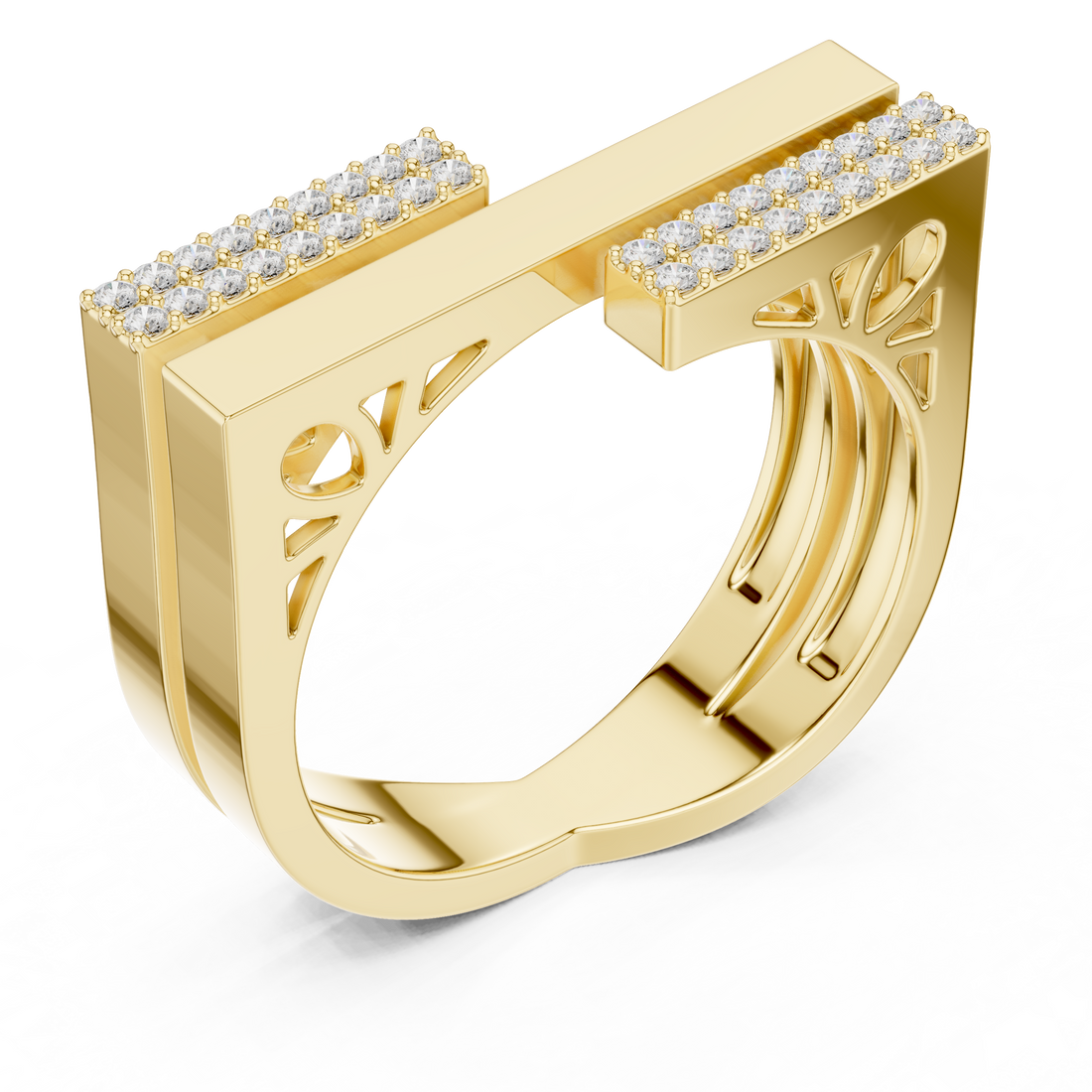 Geometric Double Bar Pavé Diamond Statement Band Ring Luxe