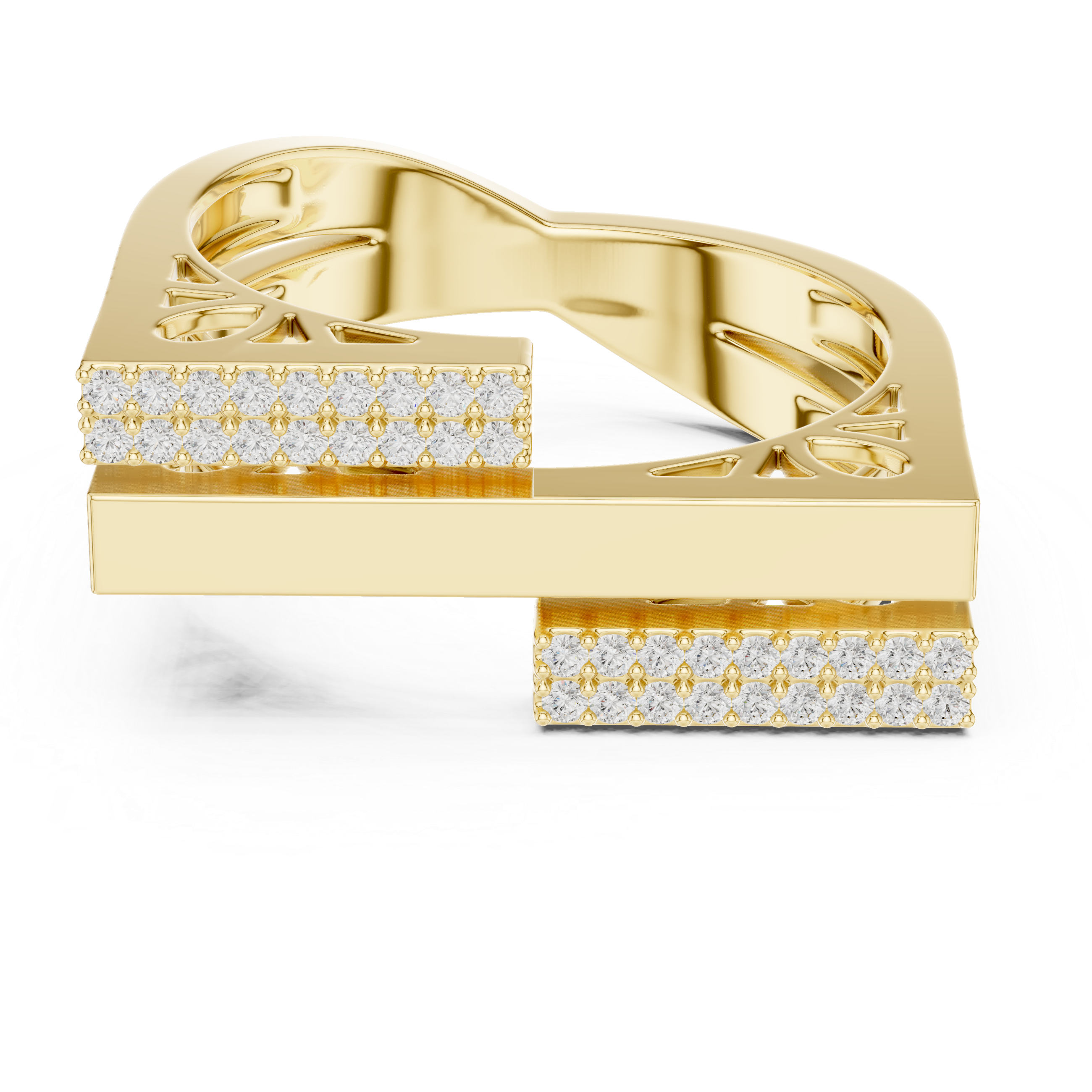 Geometric Double Bar Pavé Diamond Statement Band Ring Luxe