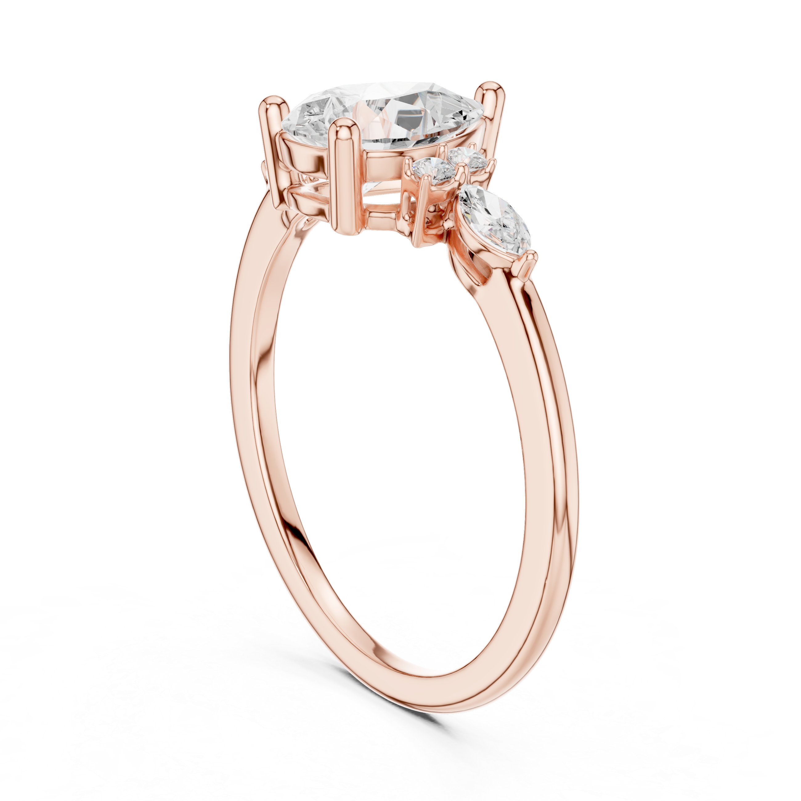 Pear and Marquise Diamond Side Stone Ring