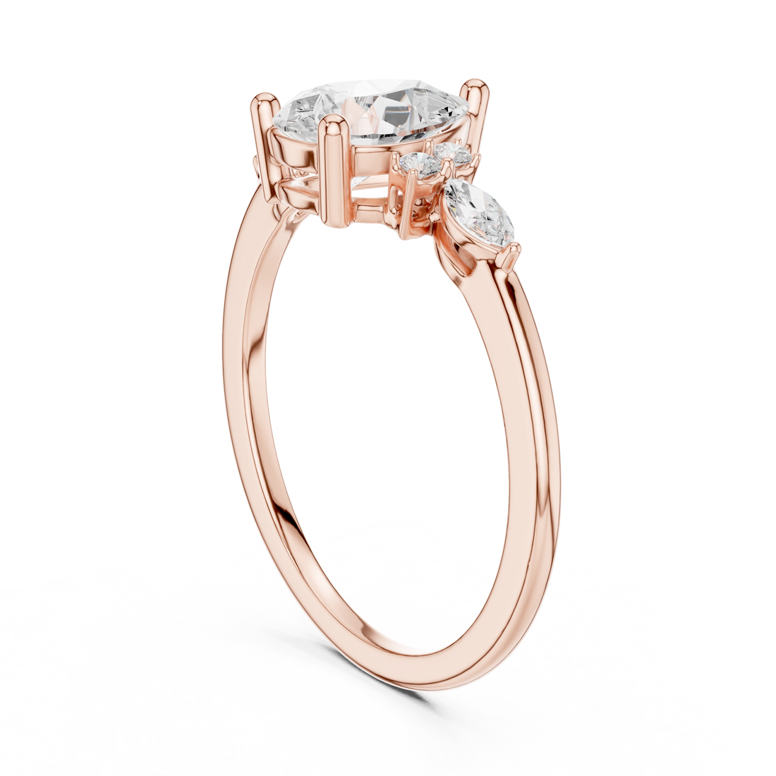 Pear and Marquise Diamond Side Stone Ring