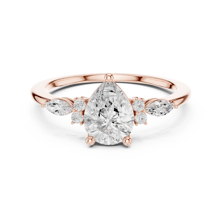 Pear and Marquise Diamond Side Stone Ring