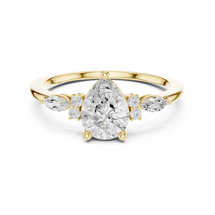 Pear and Marquise Diamond Side Stone Ring