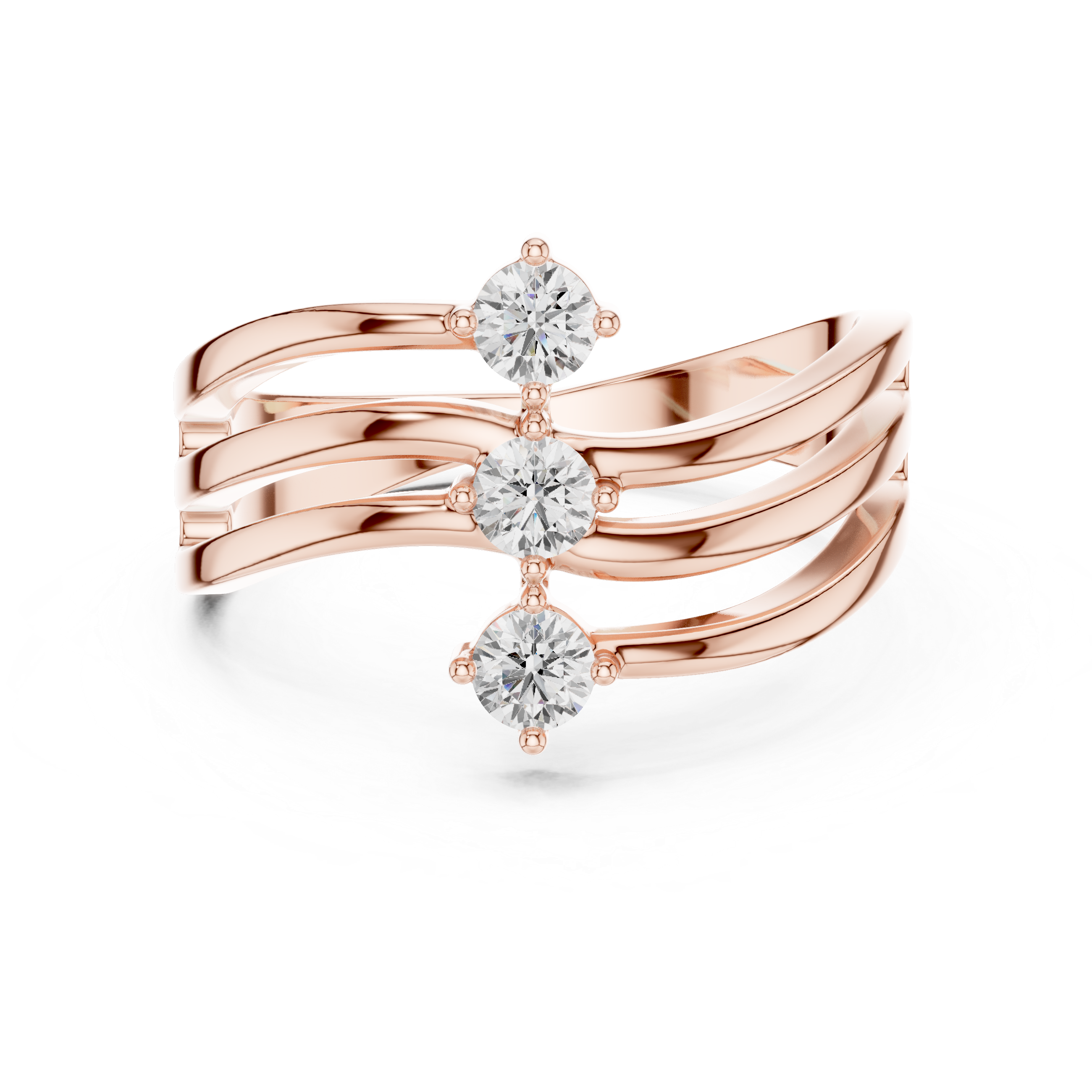 Round Cut Three Stone Twist Diamond Ring