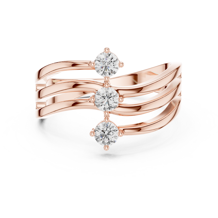 Round Cut Three Stone Twist Diamond Ring