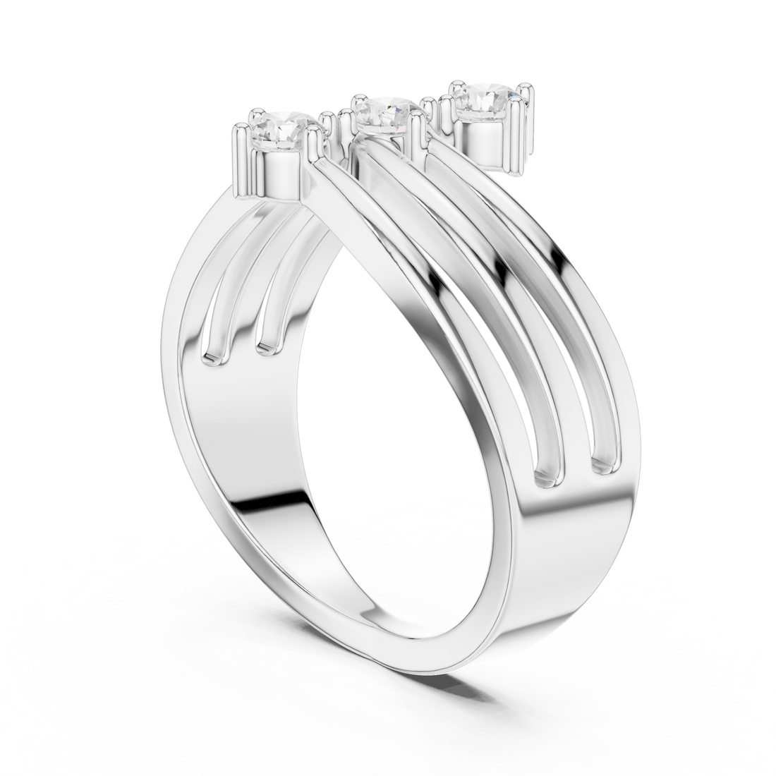 Round Cut Three Stone Twist Diamond Ring