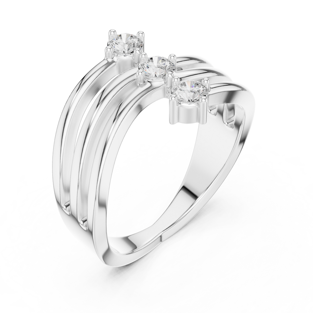 Round Cut Three Stone Twist Diamond Ring