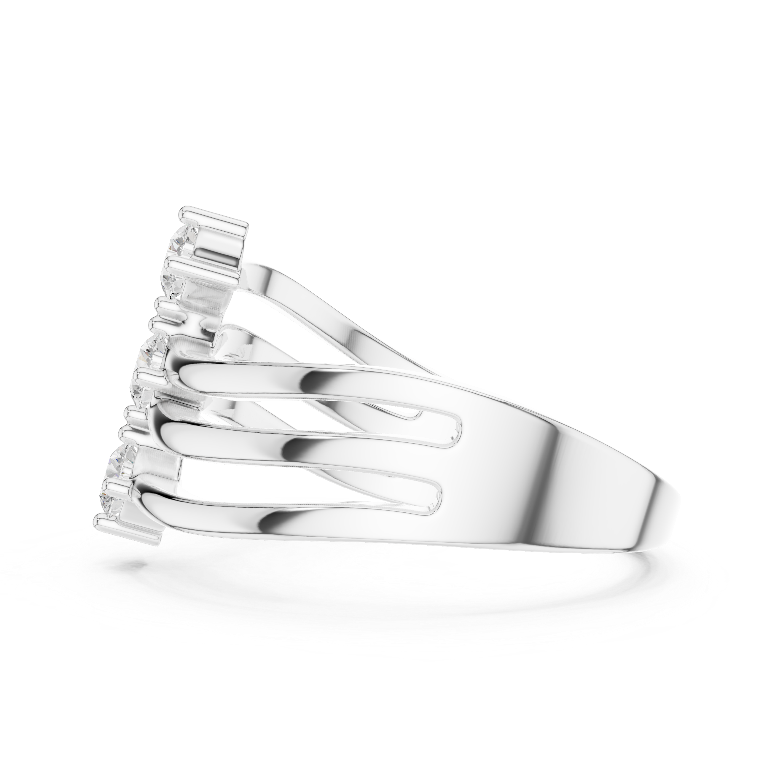 Round Cut Three Stone Twist Diamond Ring