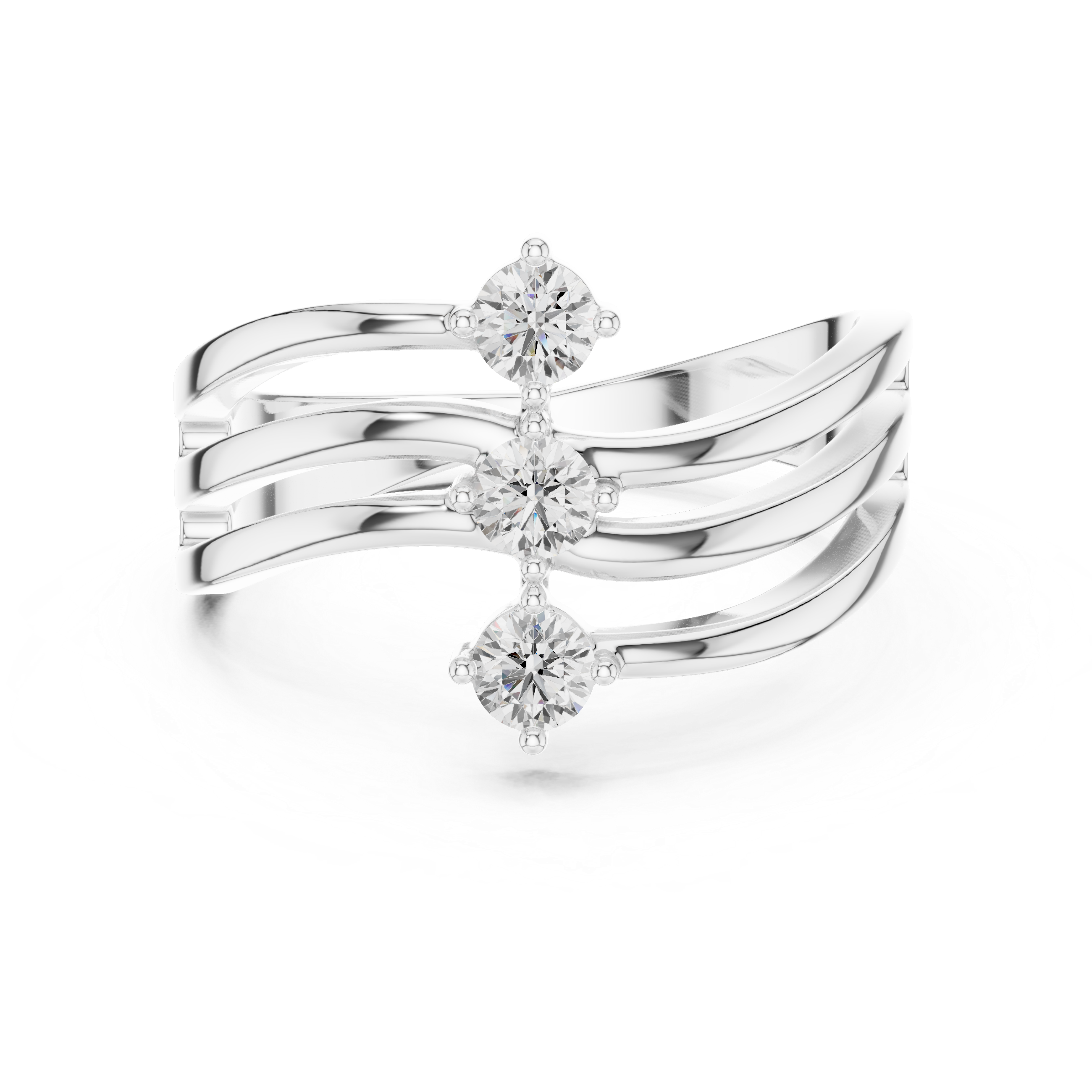 Round Cut Three Stone Twist Diamond Ring