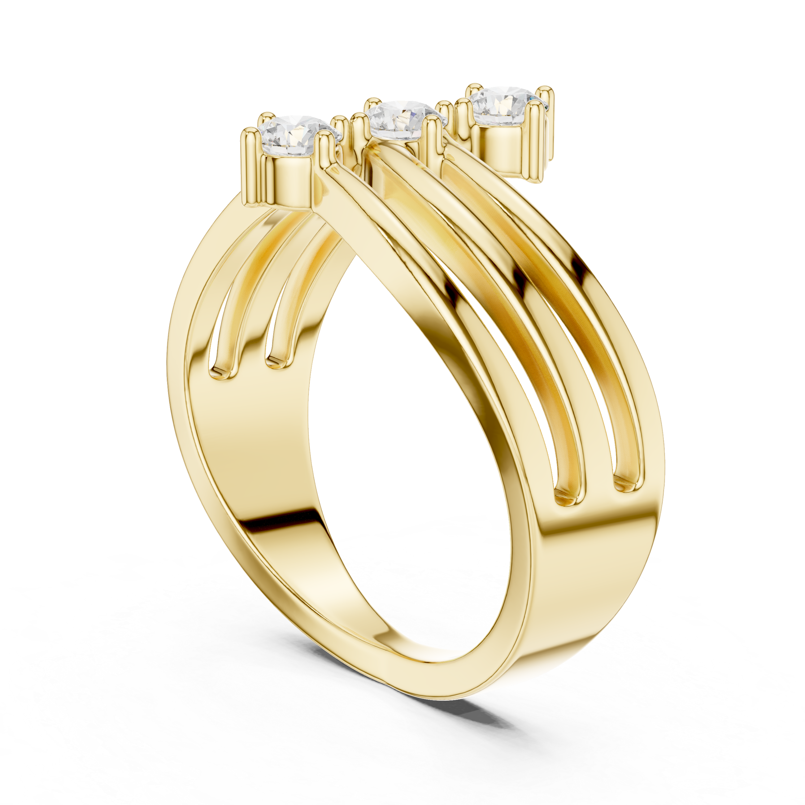 Round Cut Three Stone Twist Diamond Ring