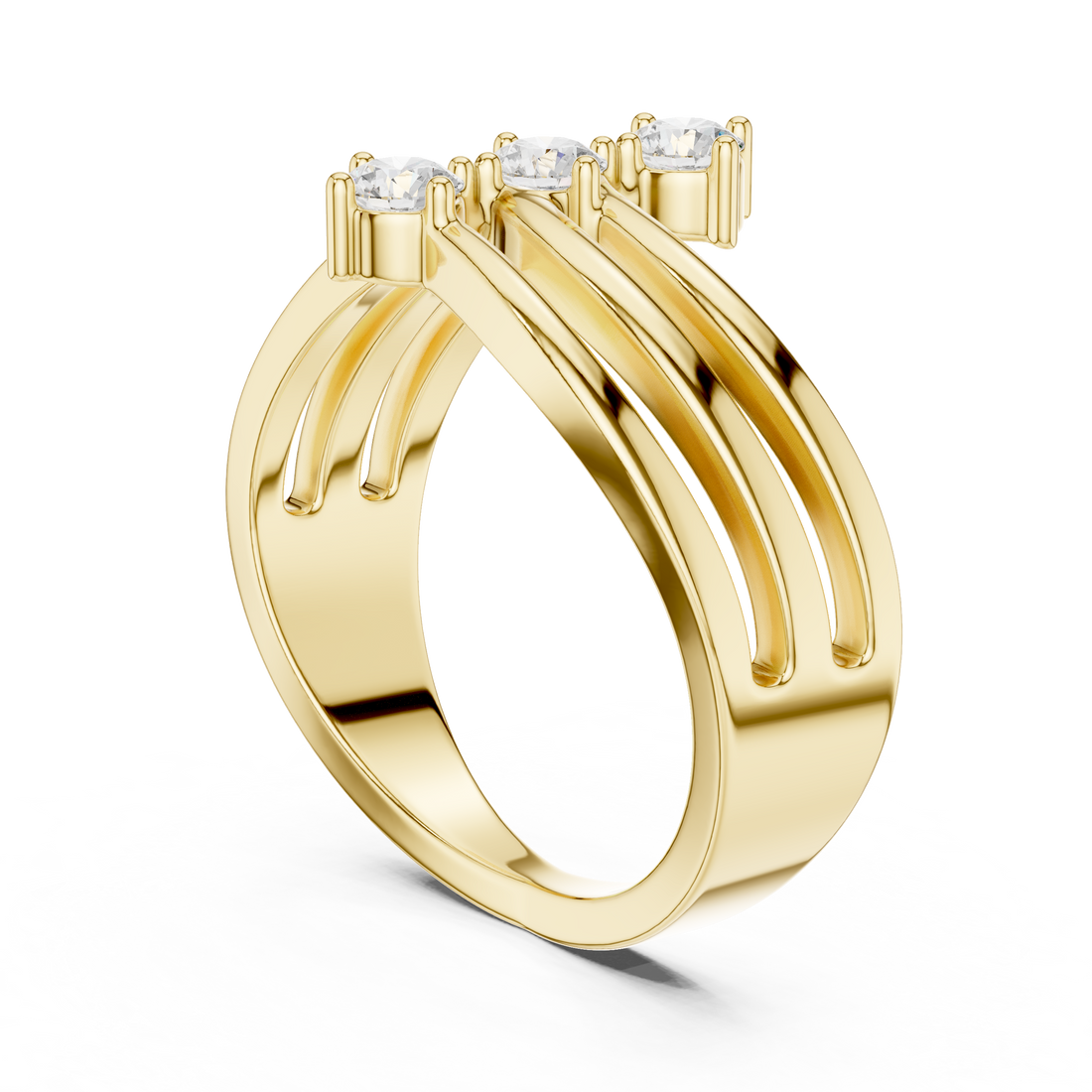 Round Cut Three Stone Twist Diamond Ring